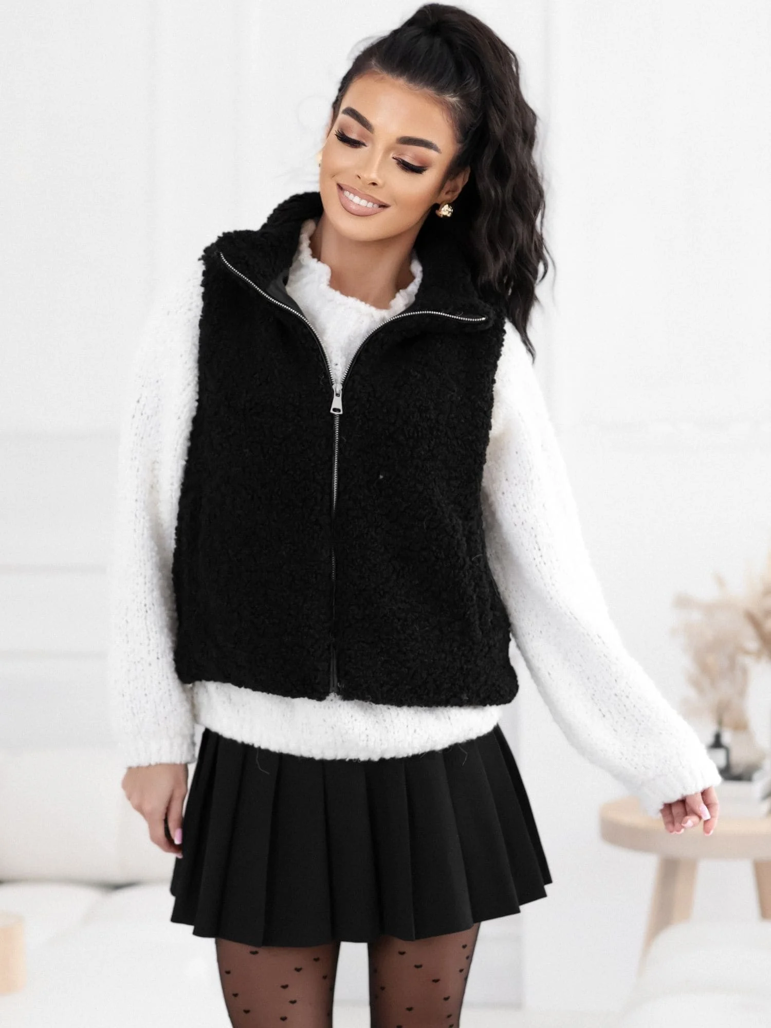 Vesta Dama Fara maneci, Fara maneci, COZY SHELLS, Negru de Vara Marimi Mari - imagine 2