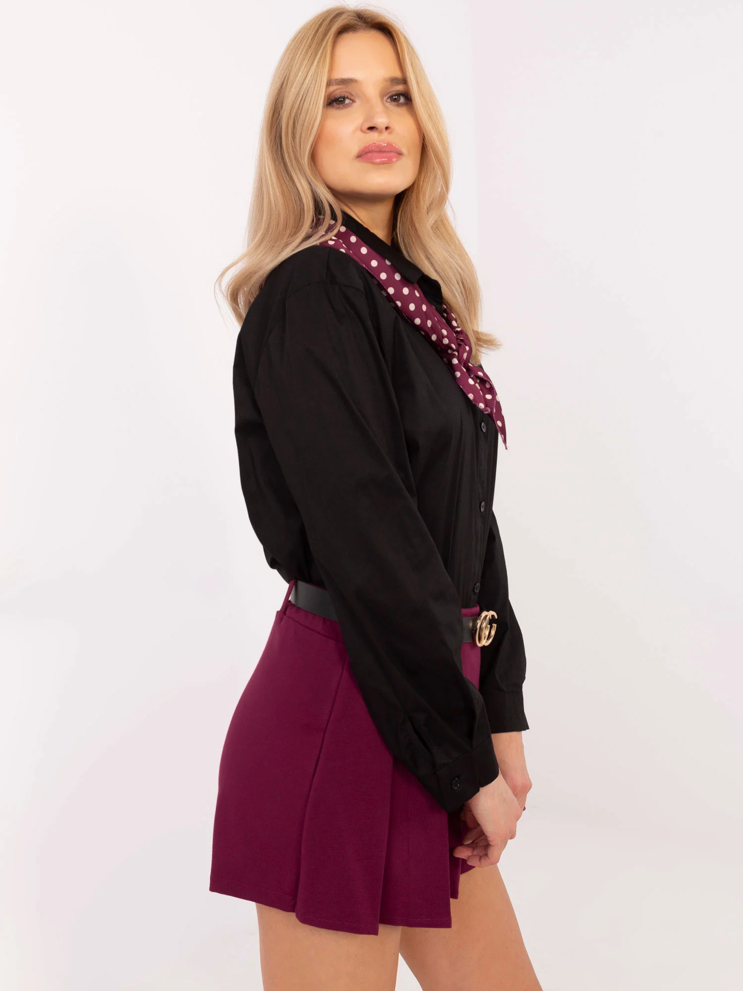 Camasa Dama Maneca lunga, Elegant, ITALY MODA, Negru Eleganta Office - imagine 3