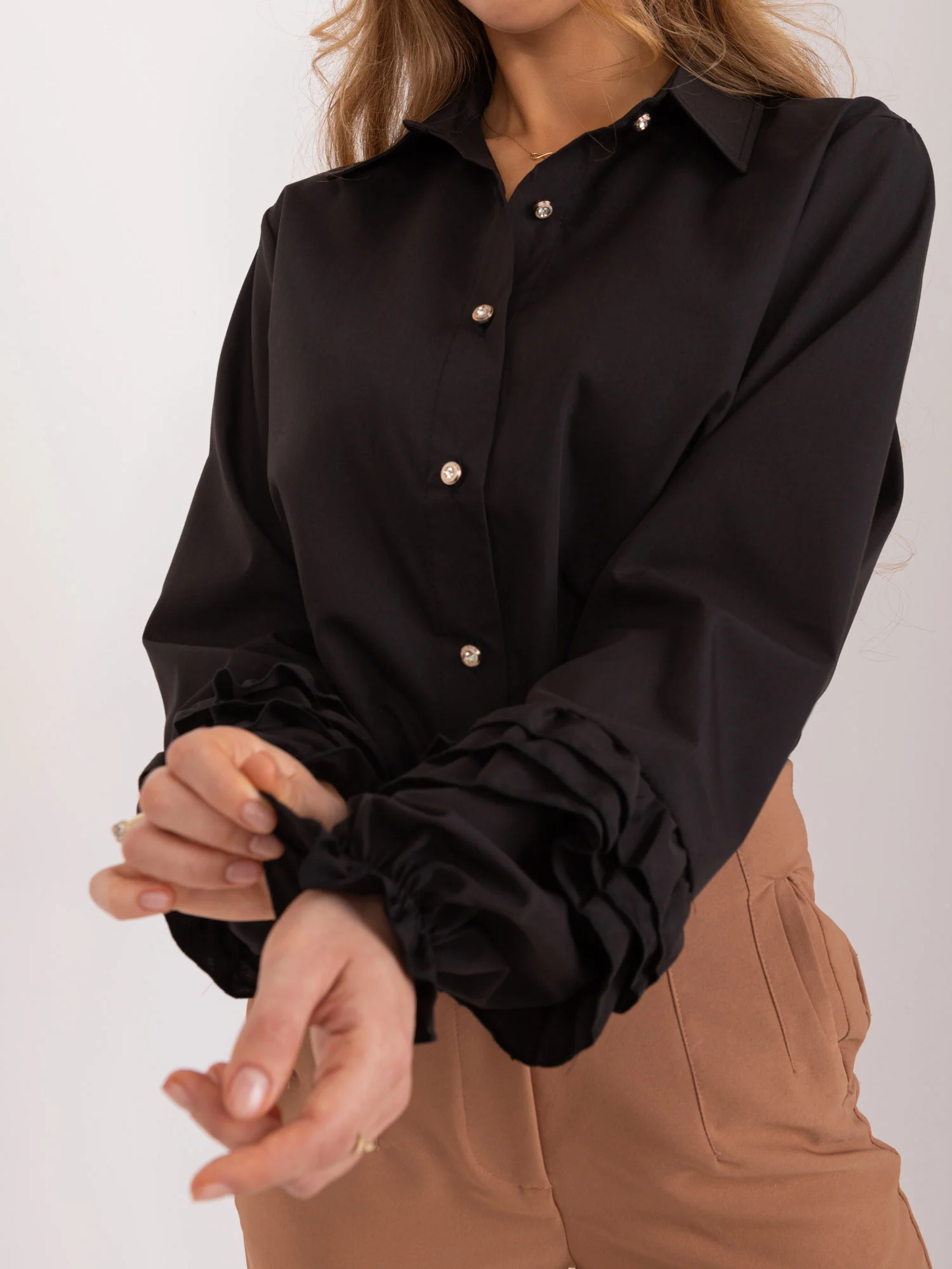 Camasa Dama Maneca lunga, Elegant, LAKERTA, Negru Eleganta Office - Image 5