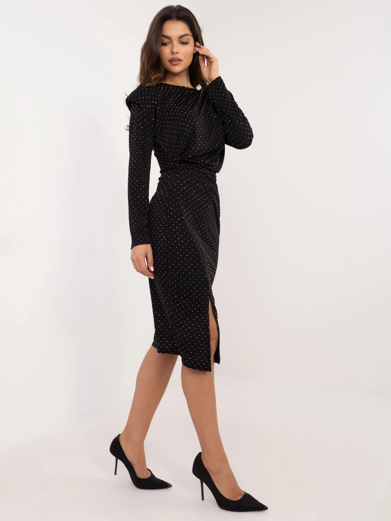 Rochie Dama Maxi, Rochie creion, ITALY MODA, Negru de Sarbatori - Image 3