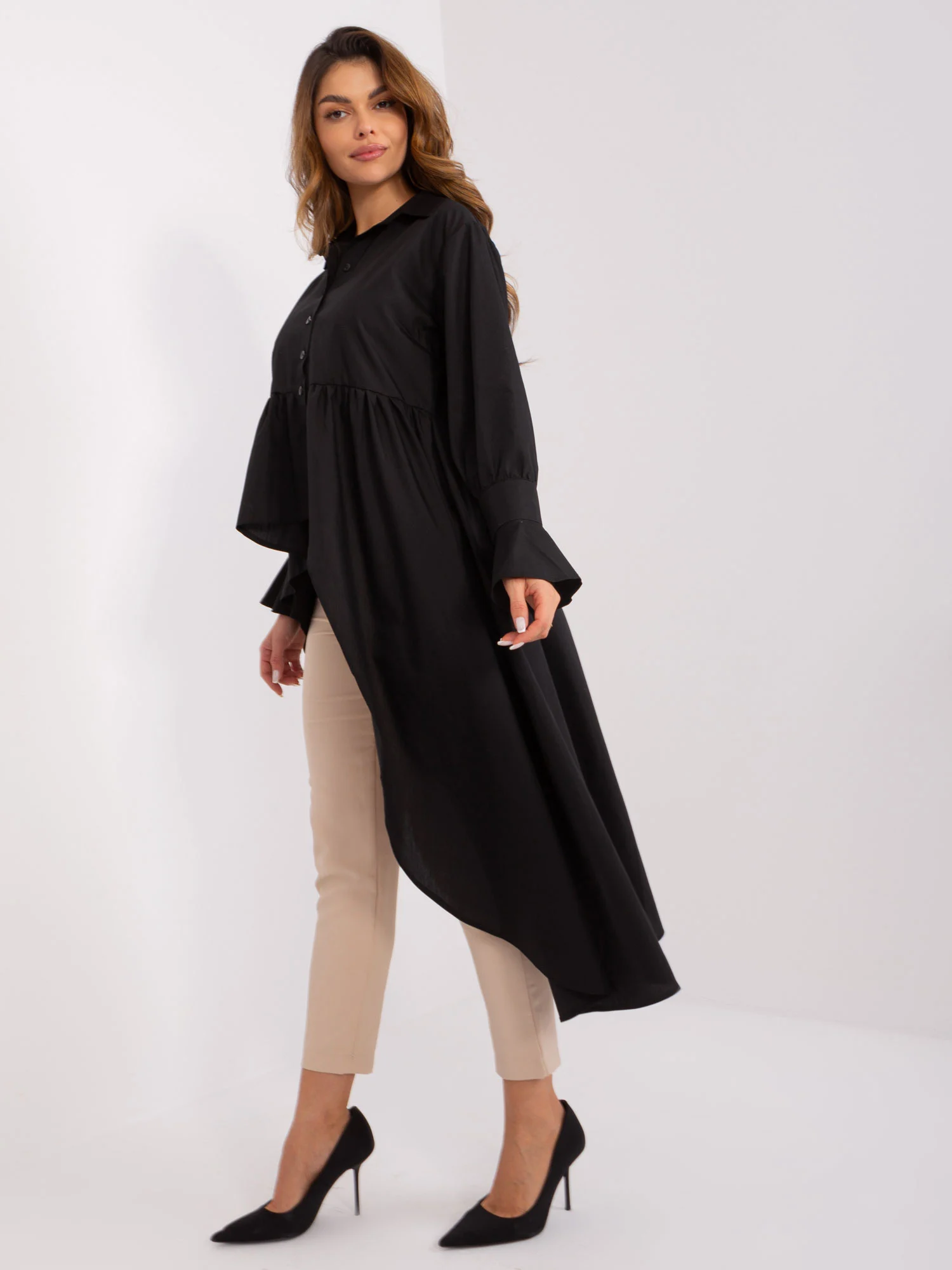 Camasa Dama Maneca lunga, Retro, LAKERTA, Negru de Petrecere - imagine 3