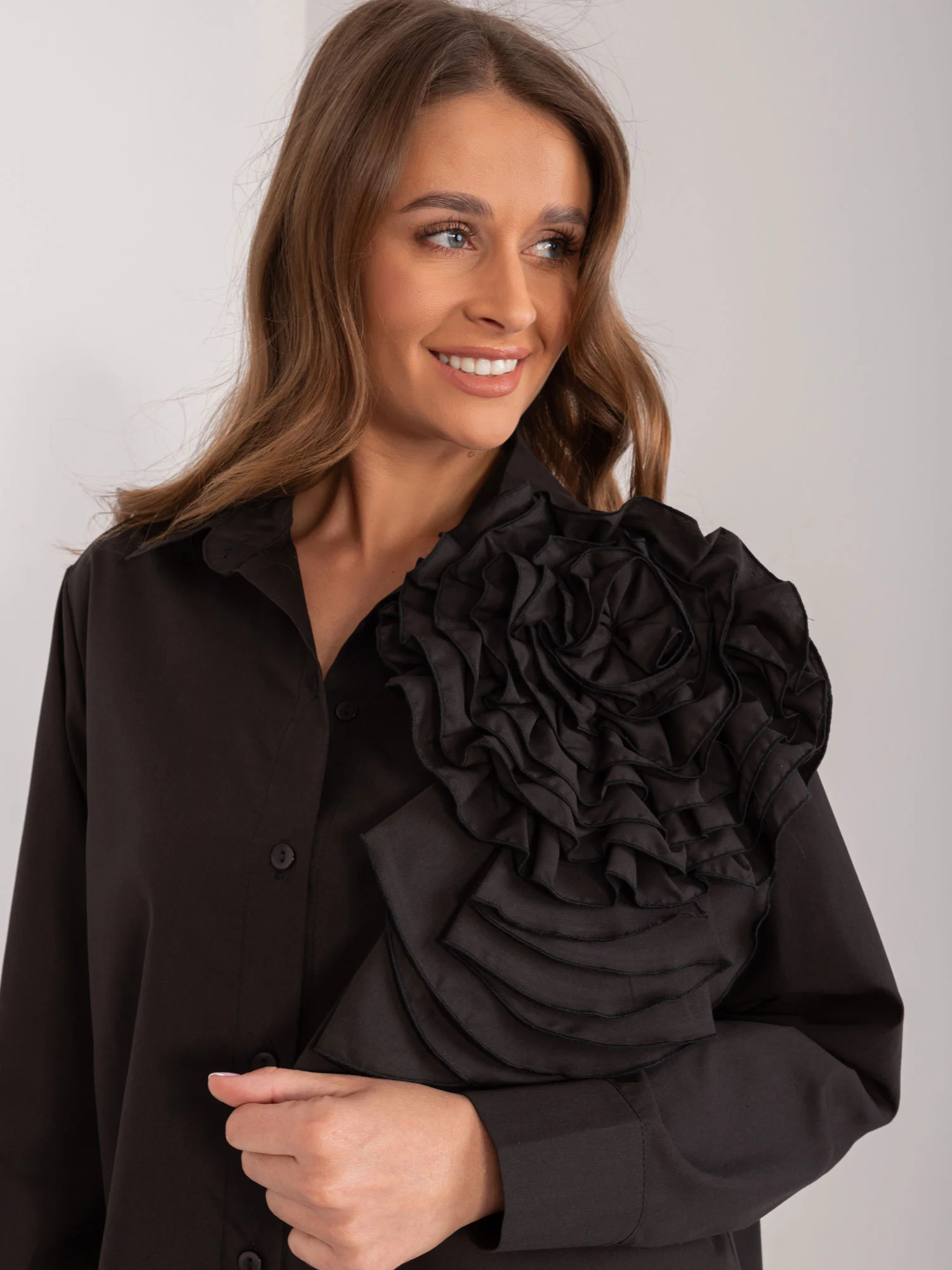 Camasa Dama Maneca lunga, Elegant, LAKERTA, Negru Eleganta - imagine 4