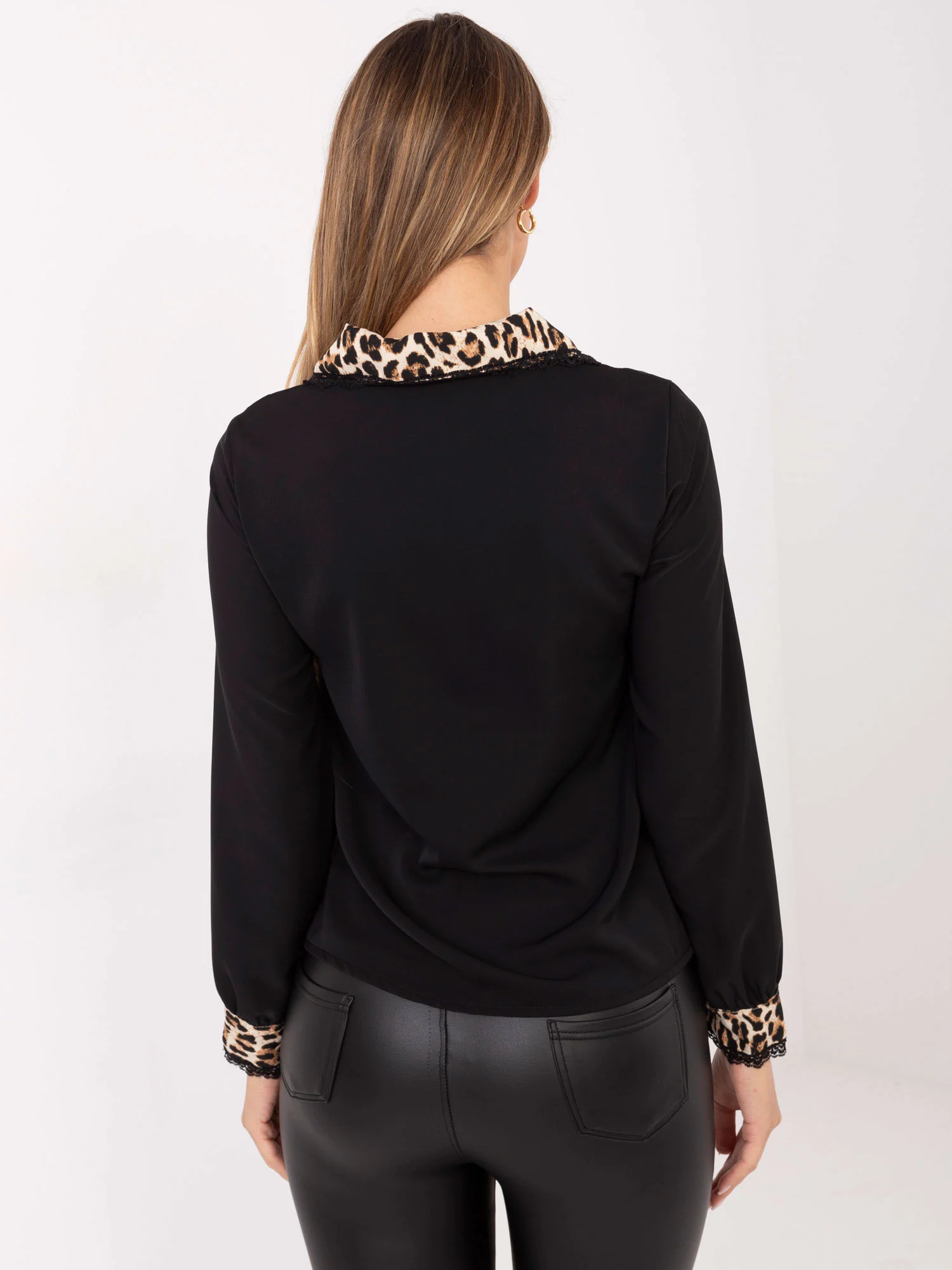 Camasa Dama Maneca lunga, Animal print, ITALY MODA, Negru Eleganta Office - imagine 4