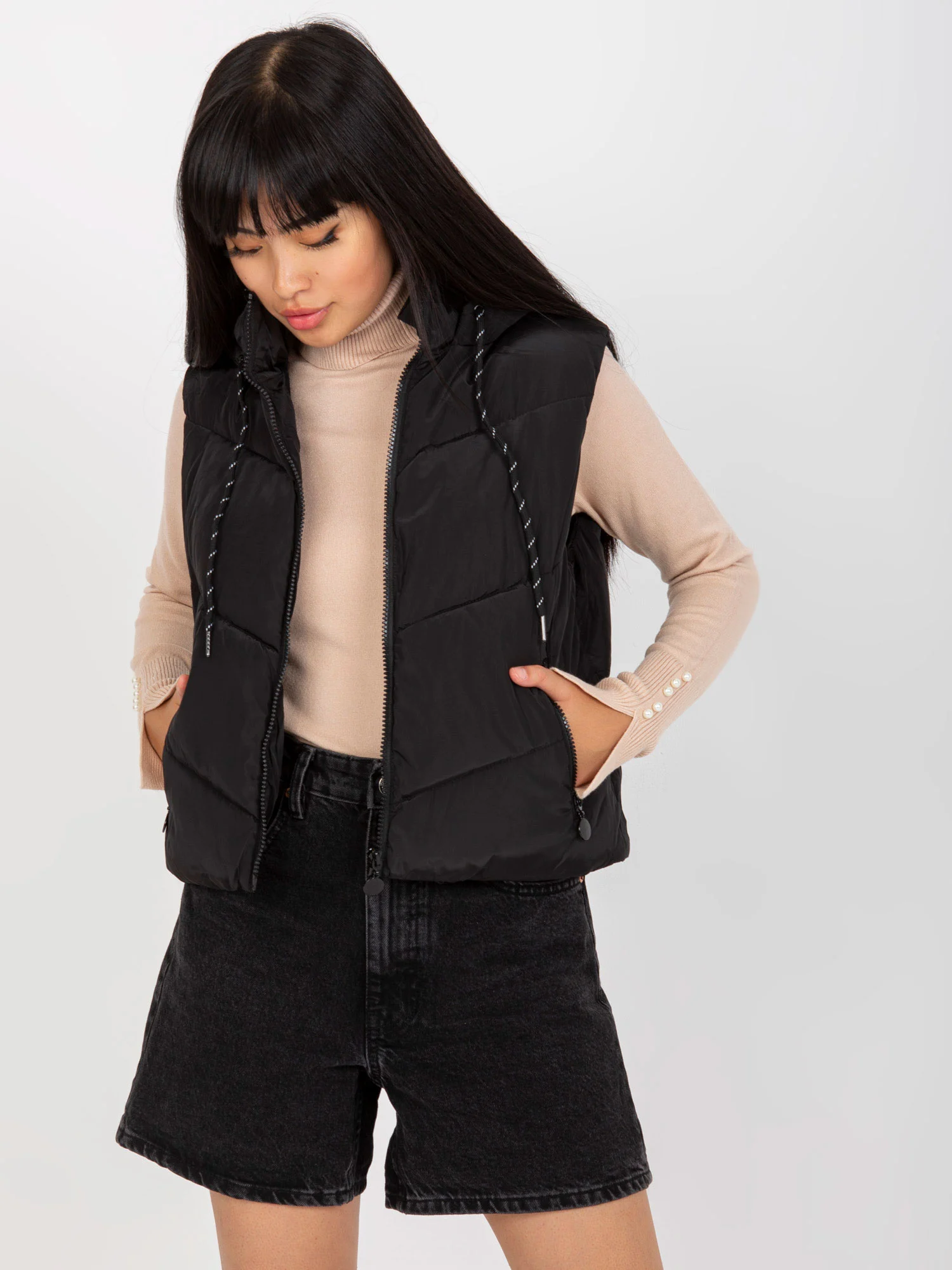 Vesta Dama Mini, Fara maneci, Z-Desing Jacket Style, Negru Eleganta Office Marimi Mari - imagine 3