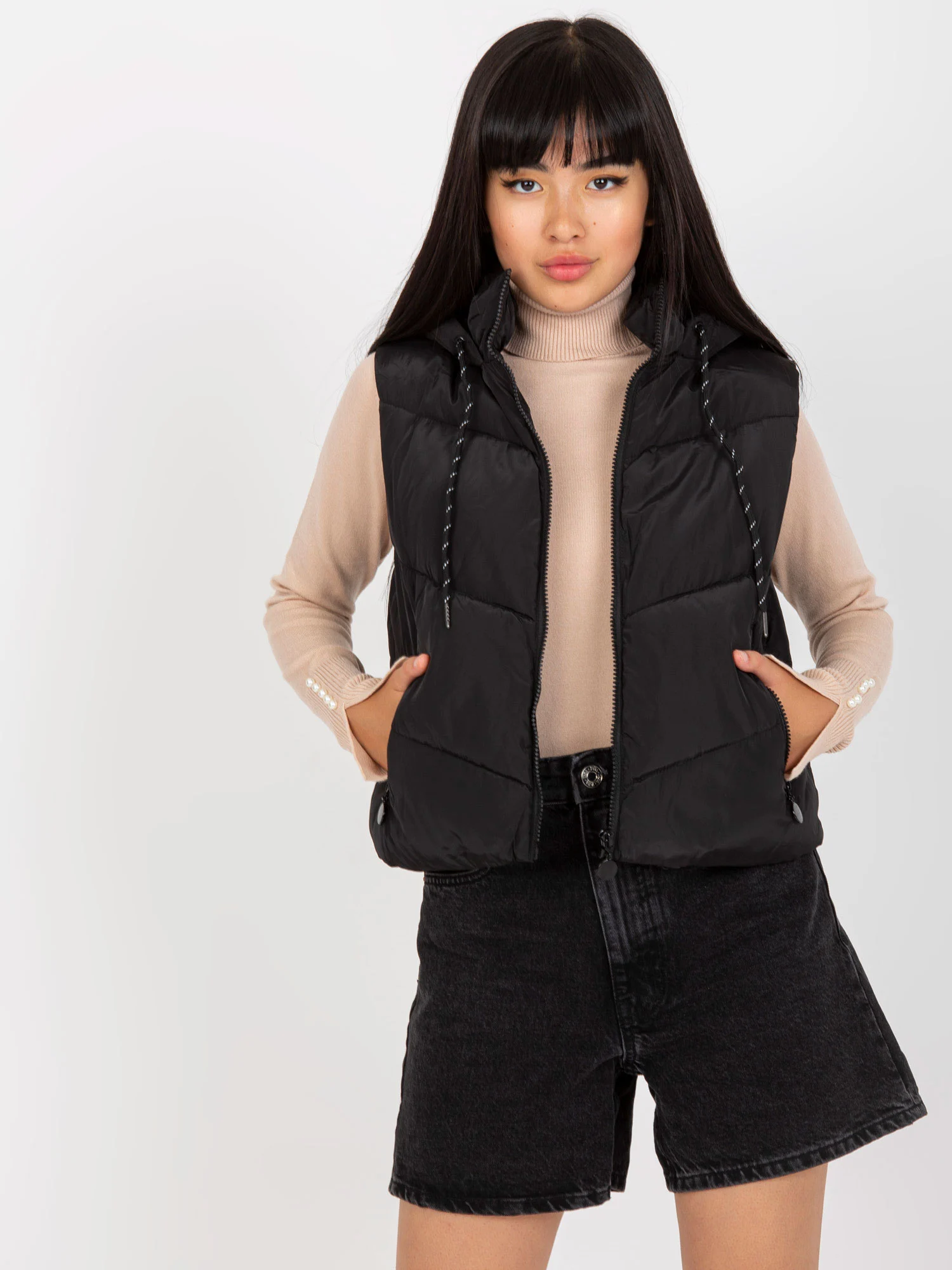 Vesta Dama Mini, Fara maneci, Z-Desing Jacket Style, Negru Eleganta Office Marimi Mari - imagine 2