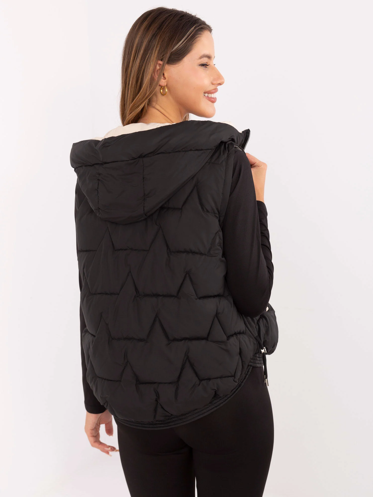Vesta Dama Mini, Guler inalt, Snow Moda, Negru de Vara Marimi Mari - imagine 5