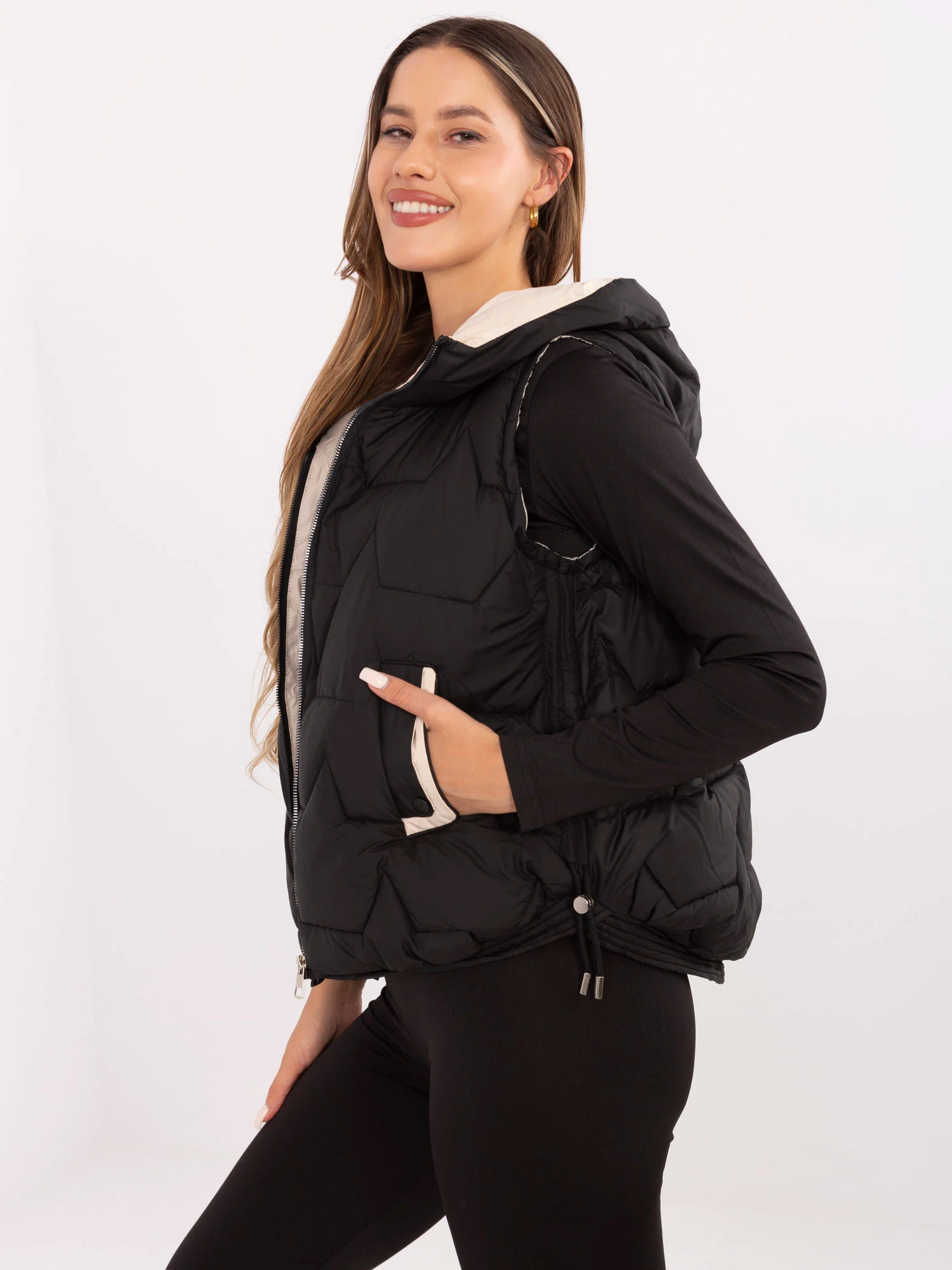 Vesta Dama Mini, Guler inalt, Snow Moda, Negru de Vara Marimi Mari - imagine 2
