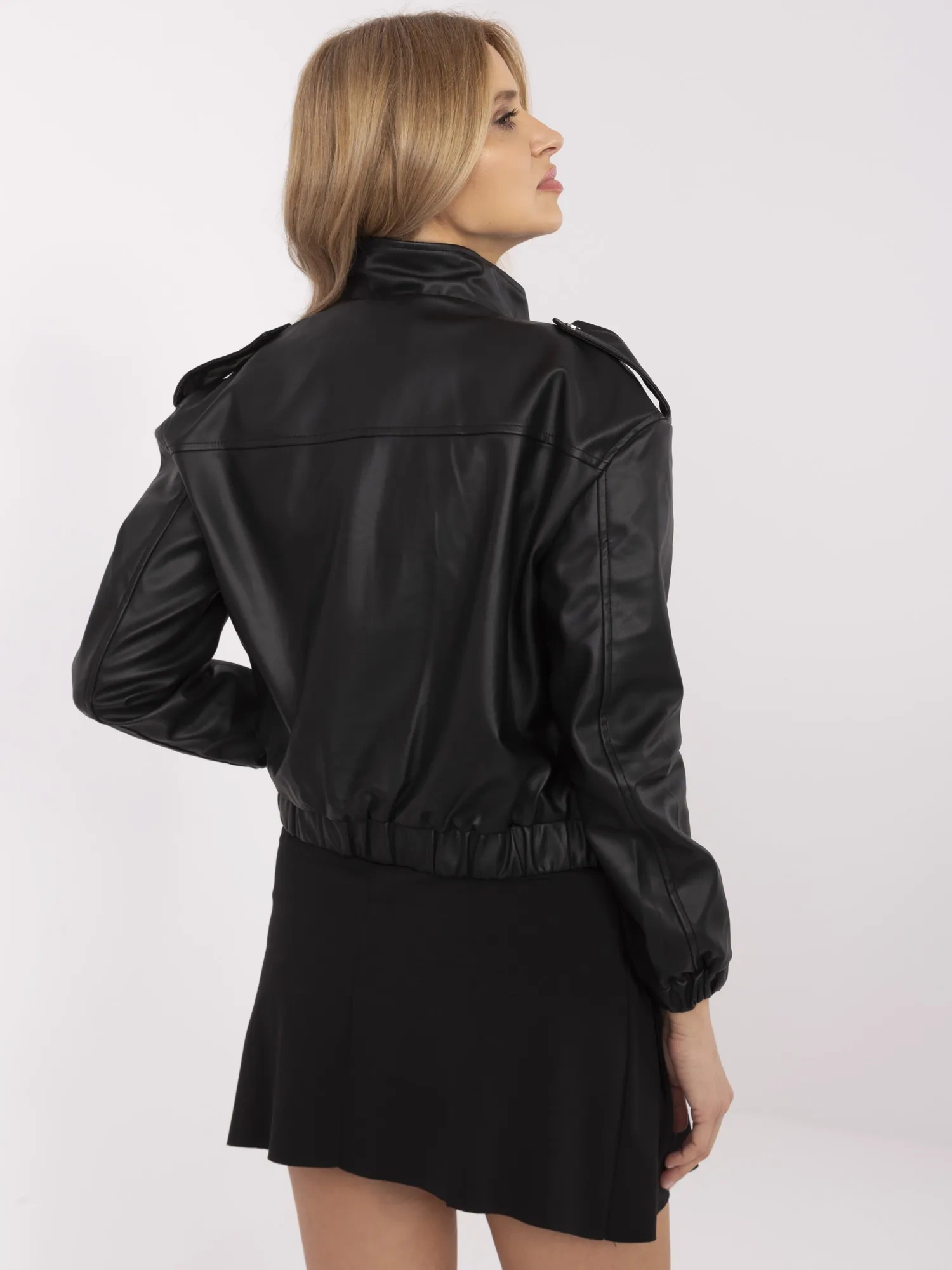 Jacheta Dama Mini, Guler inalt, Honey Winter, Negru de Vara - imagine 2