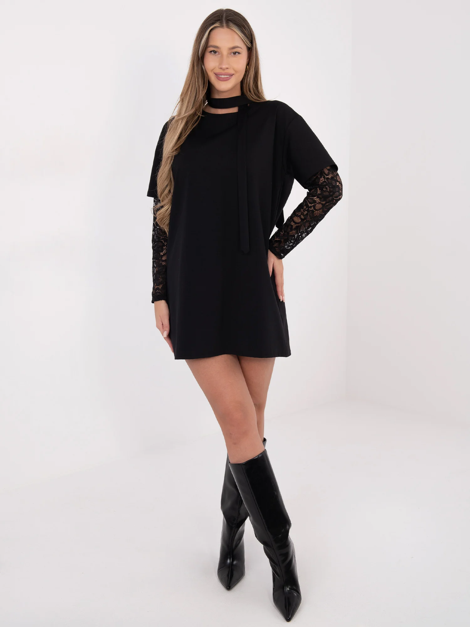 Rochie Dama Maxi, Dantela, ITALY MODA, Negru Eleganta Office - Image 5