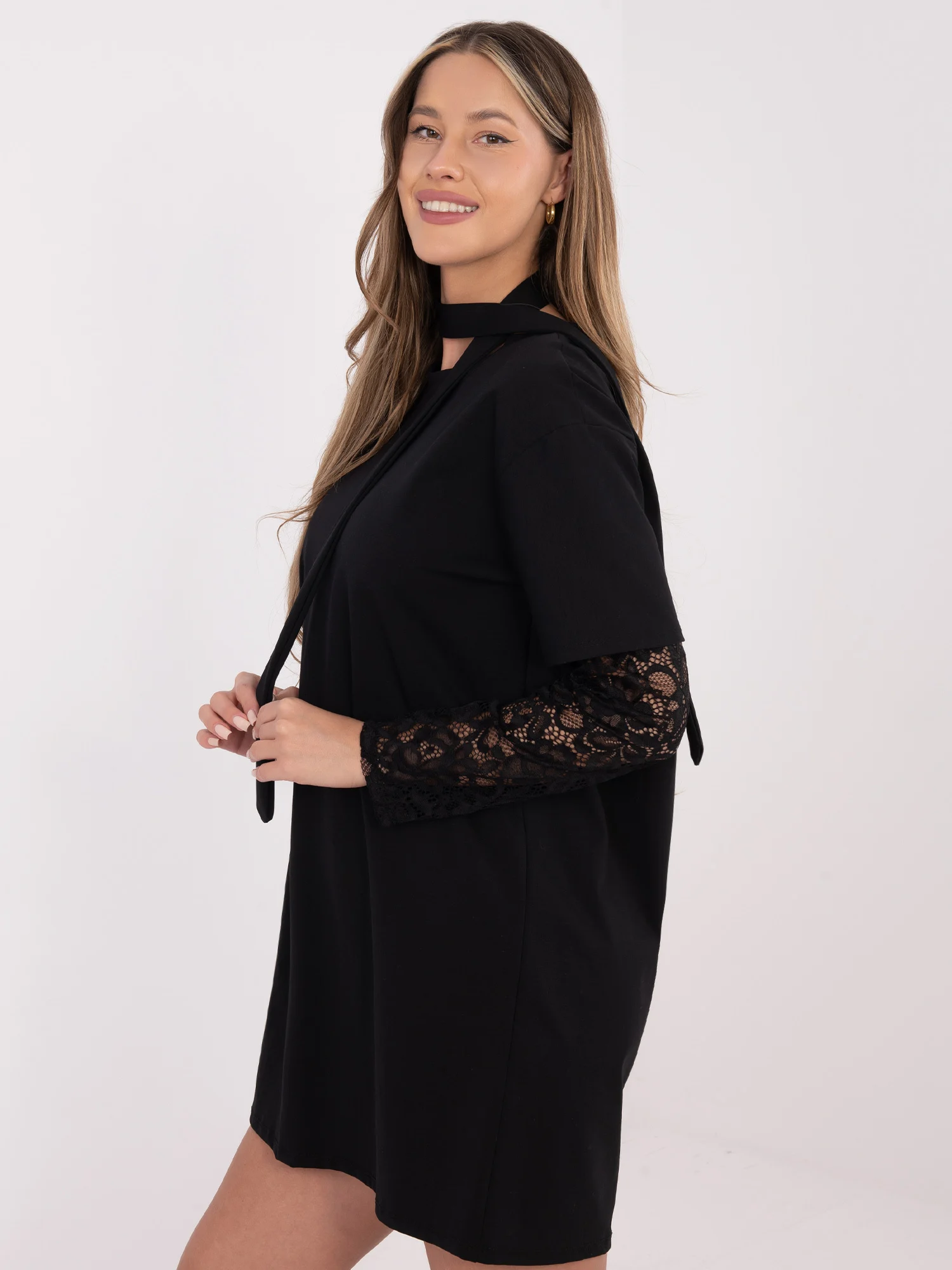 Rochie Dama Maxi, Dantela, ITALY MODA, Negru Eleganta Office - Image 2