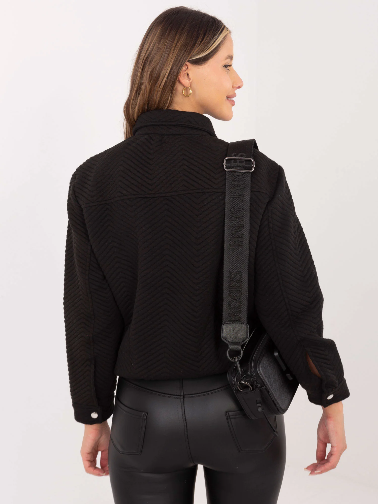 Jacheta Dama Maneca lunga, Decolteu cu guler, RUE PARIS, Negru de Vara - imagine 2
