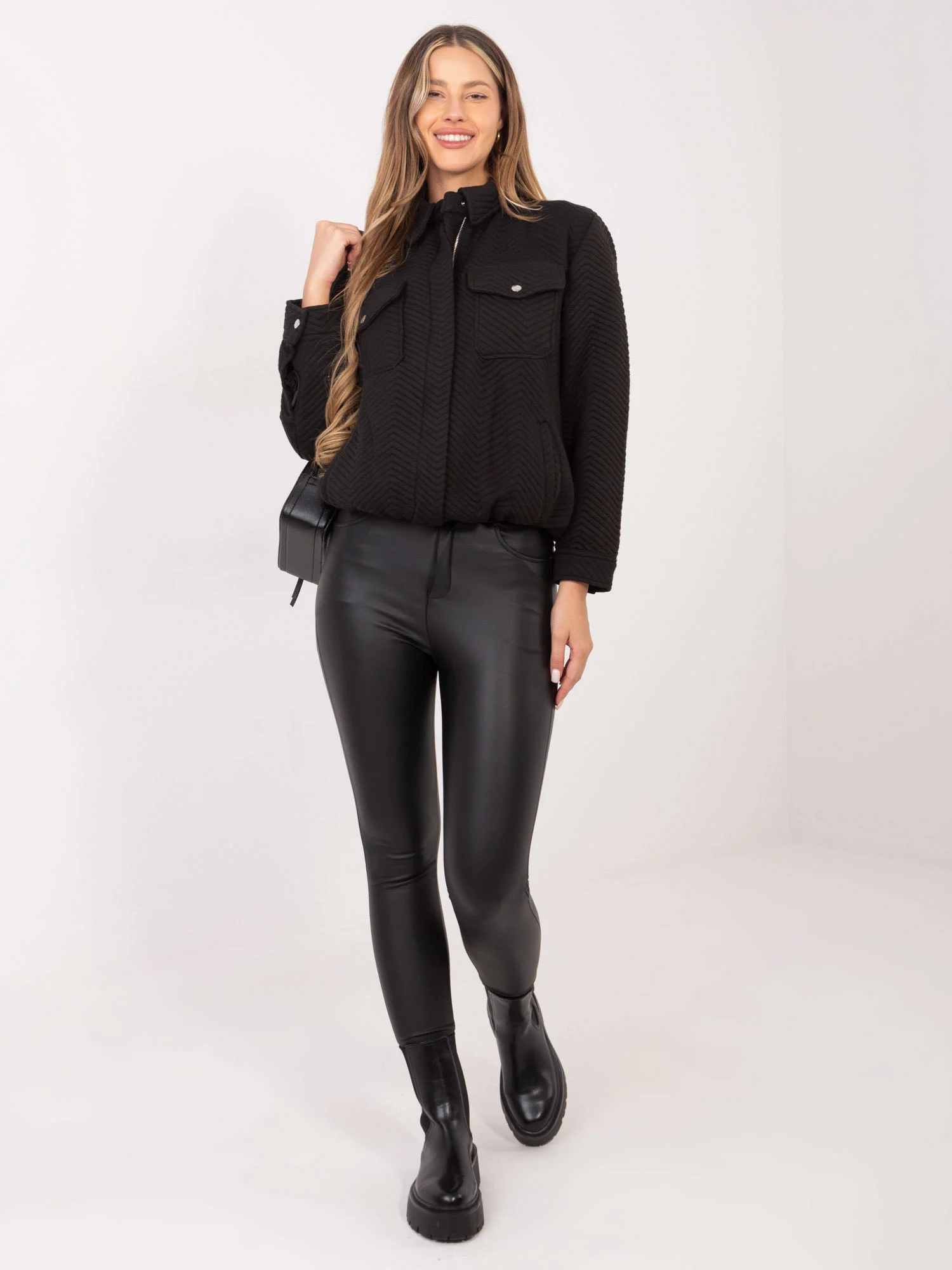 Jacheta Dama Maneca lunga, Decolteu cu guler, RUE PARIS, Negru de Vara - imagine 6