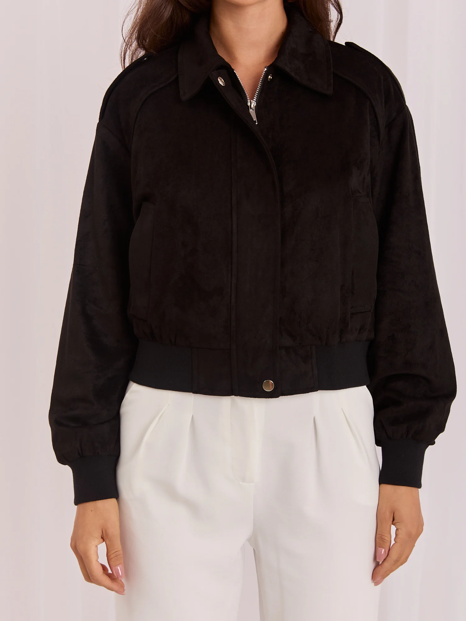 Jacheta Dama Guler inalt, Poliester, ITALY MODA, Negru Eleganta Office - imagine 5