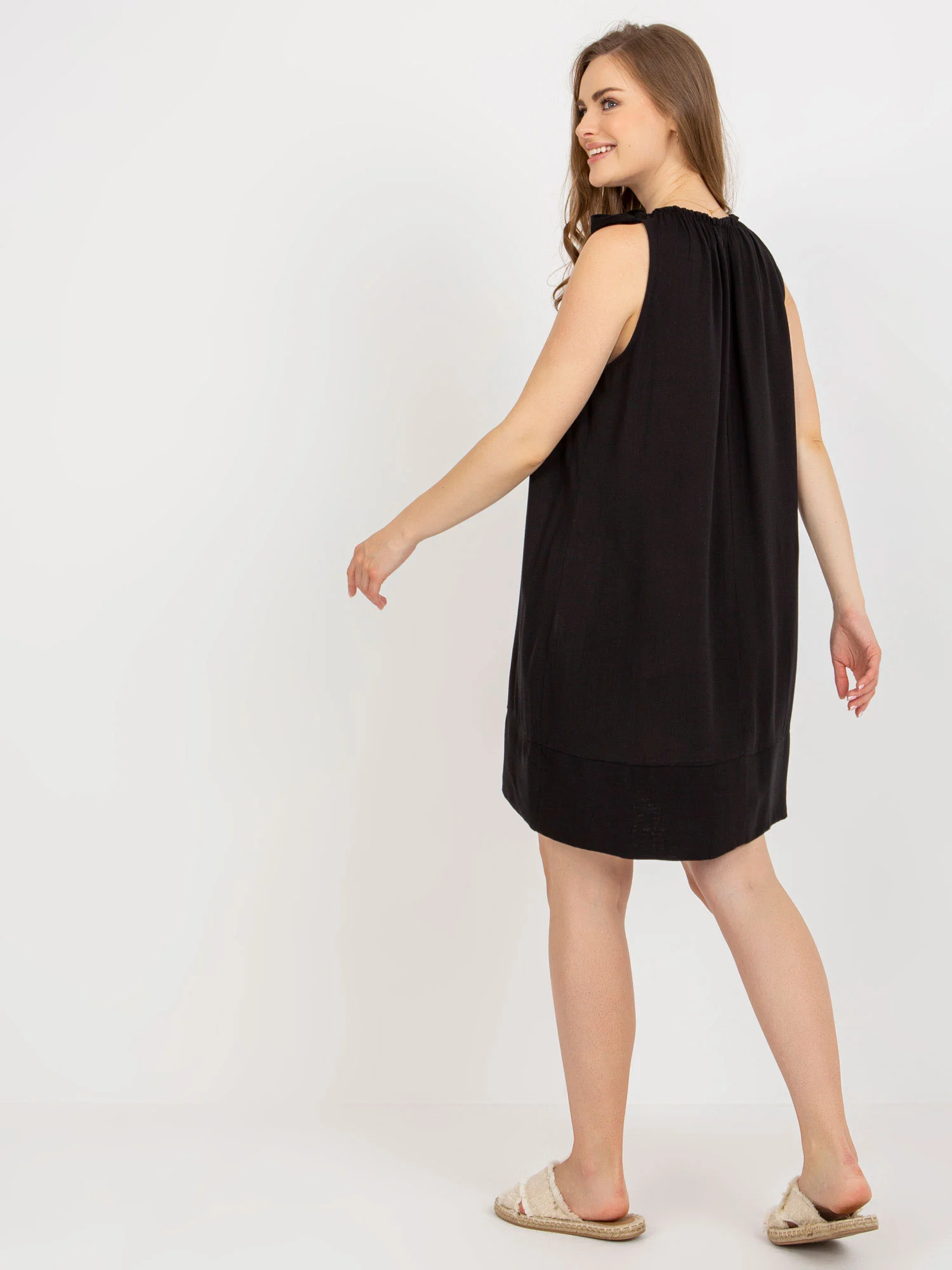 Rochie Dama Fara maneci, Oversize, Och Bella, Negru de Vara - imagine 3