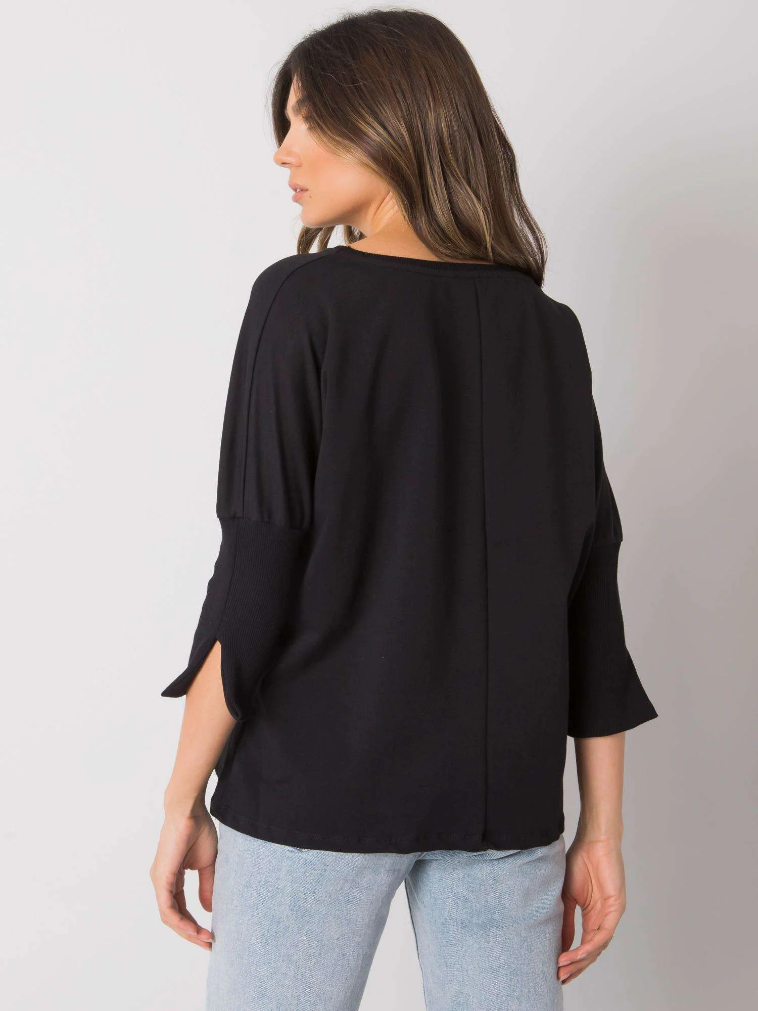 Bluza Dama Maneca 3/4, Decolteu barcuta, BASIC FEEL GOOD, Negru Eleganta Office - imagine 2