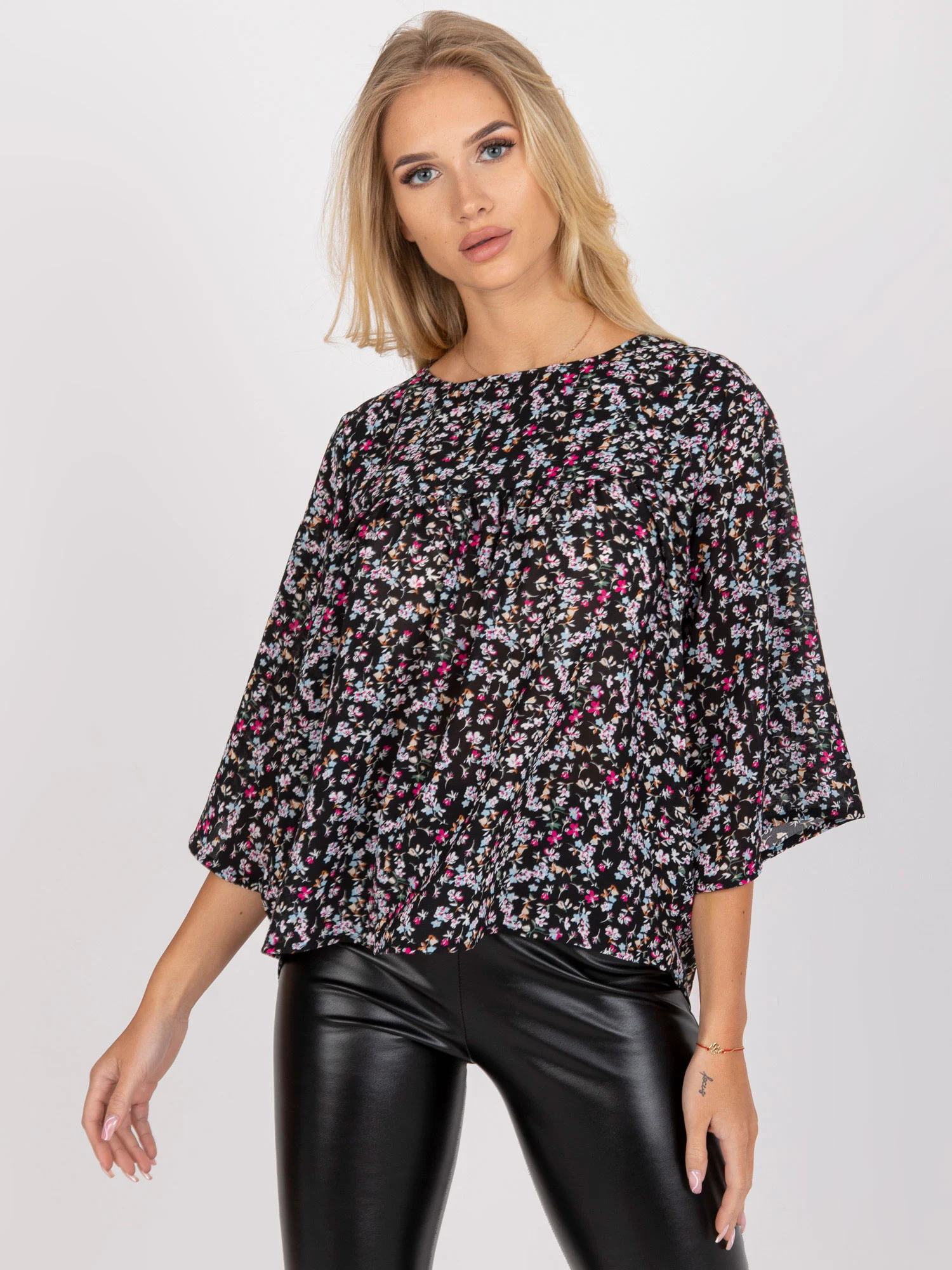 Bluza Dama Maneca 3/4, Floral, ZULUNA, Roz Eleganta Office - imagine 4