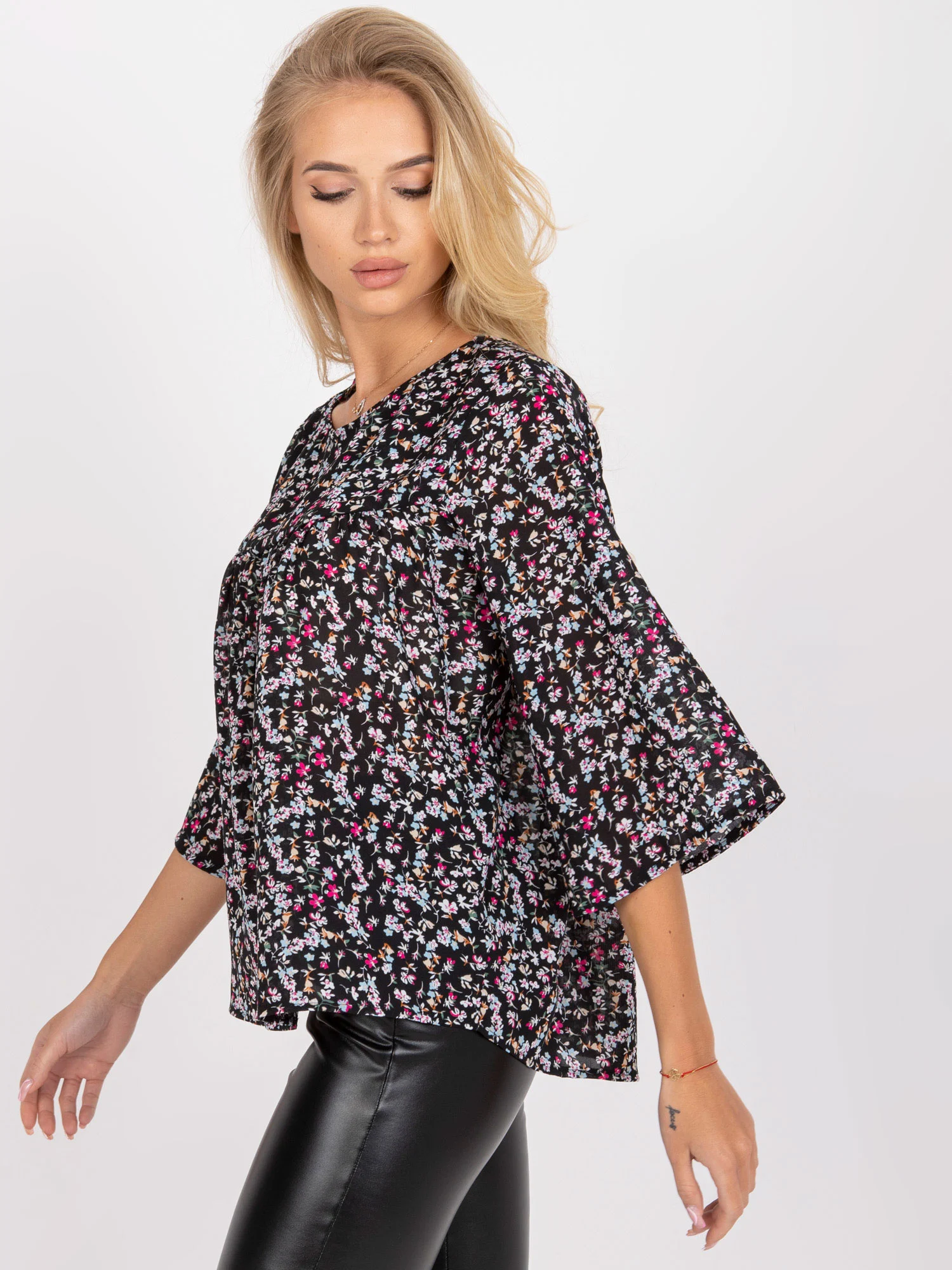 Bluza Dama Maneca 3/4, Floral, ZULUNA, Roz Eleganta Office - imagine 5