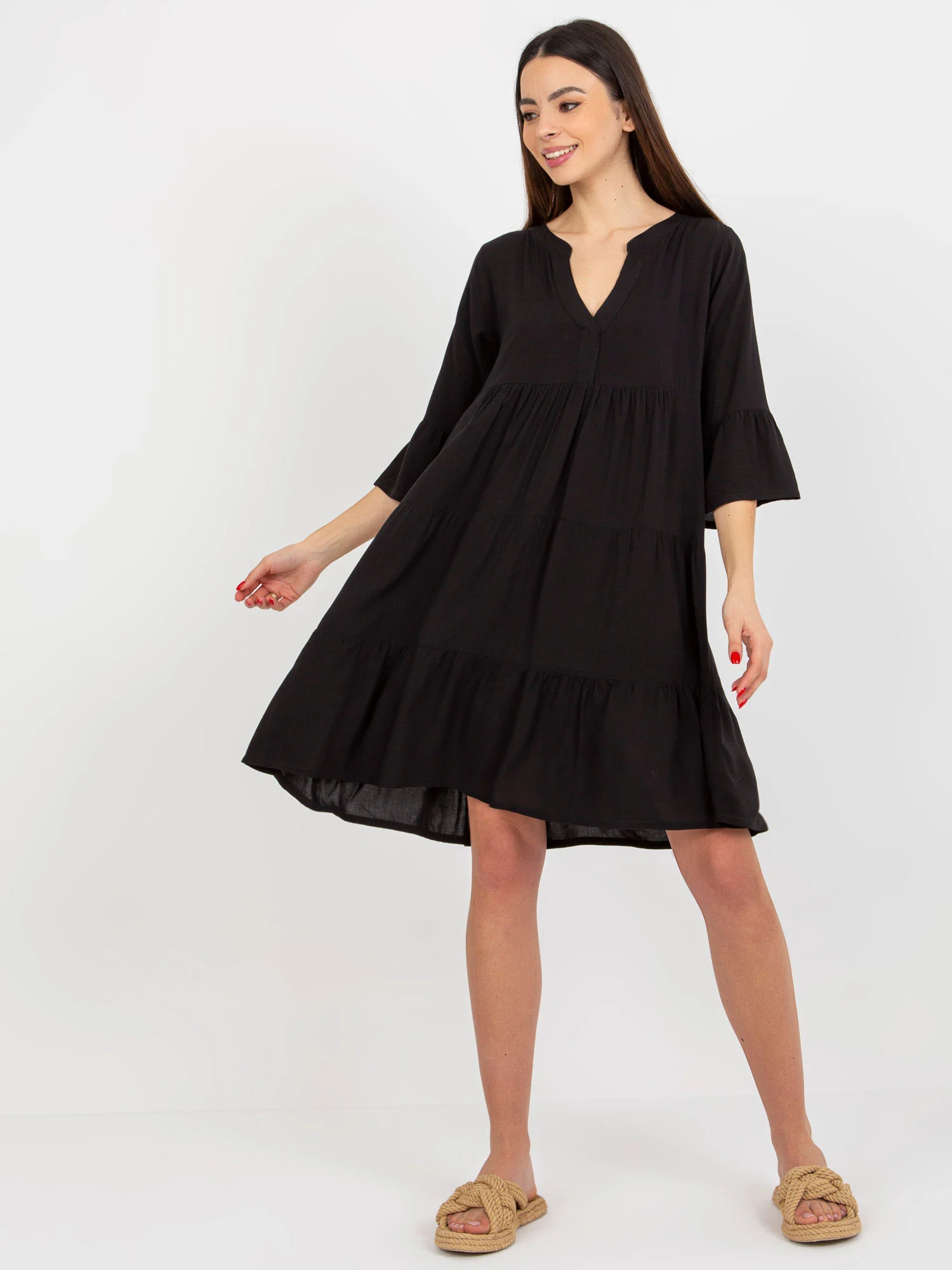 Rochie Dama Maneca 3/4, Oversize, Sublevel, Negru de Vara - Image 2