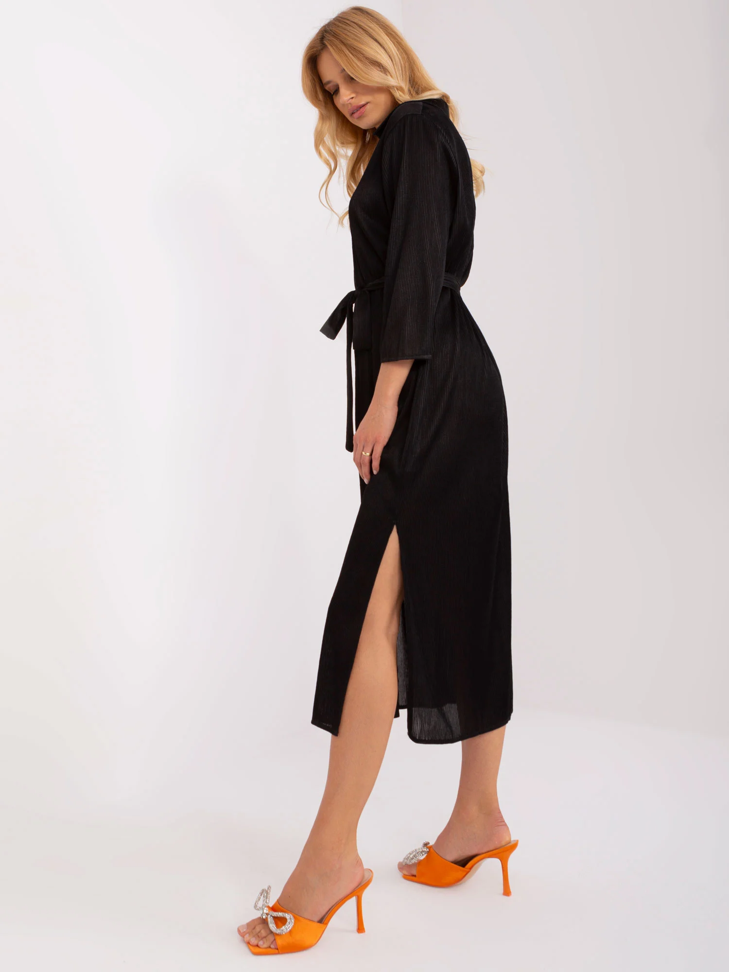 Rochie Dama Midi, Dungi, LAKERTA, Negru de Sarbatori - Image 3