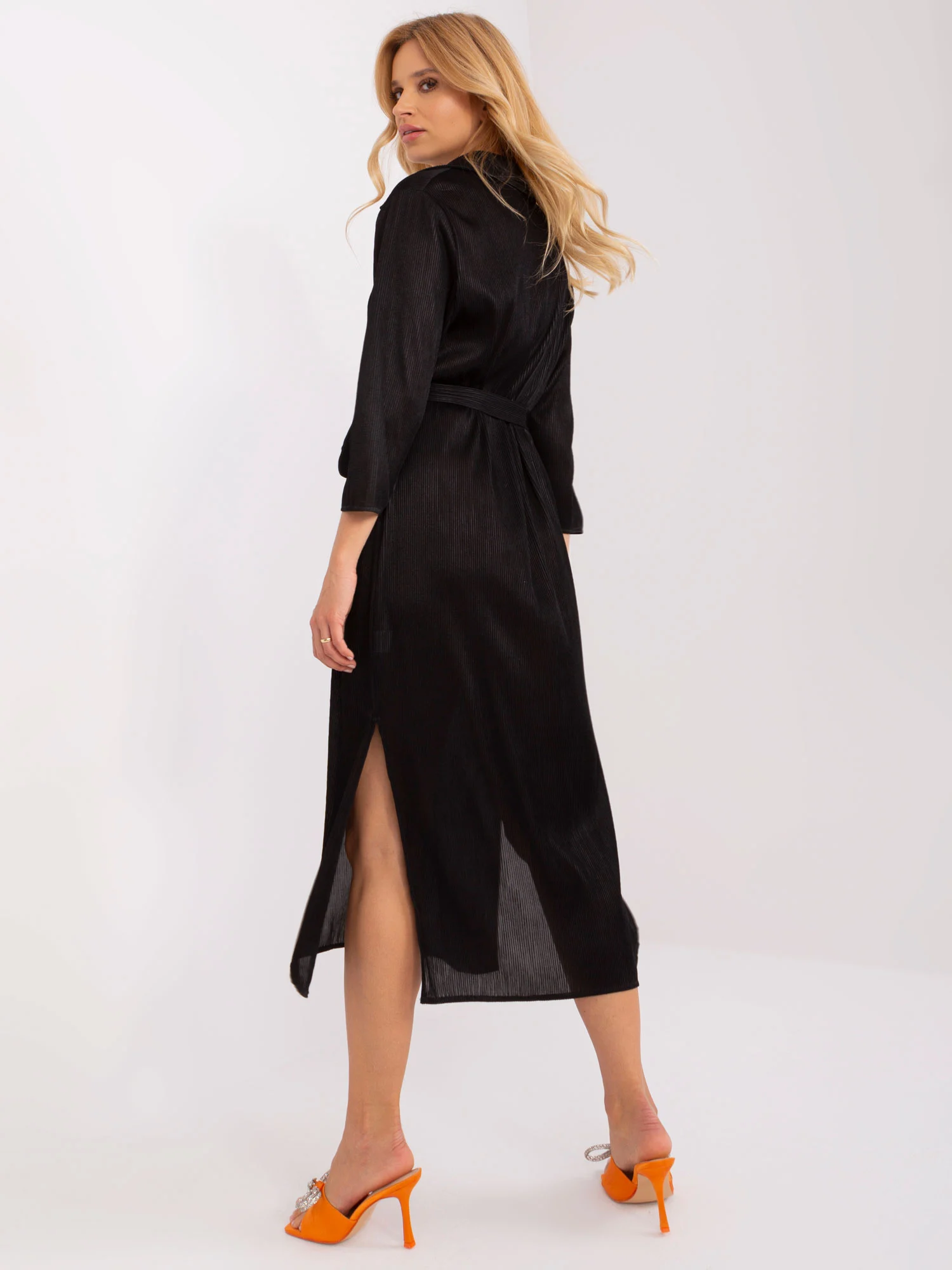 Rochie Dama Midi, Dungi, LAKERTA, Negru de Sarbatori - Image 4