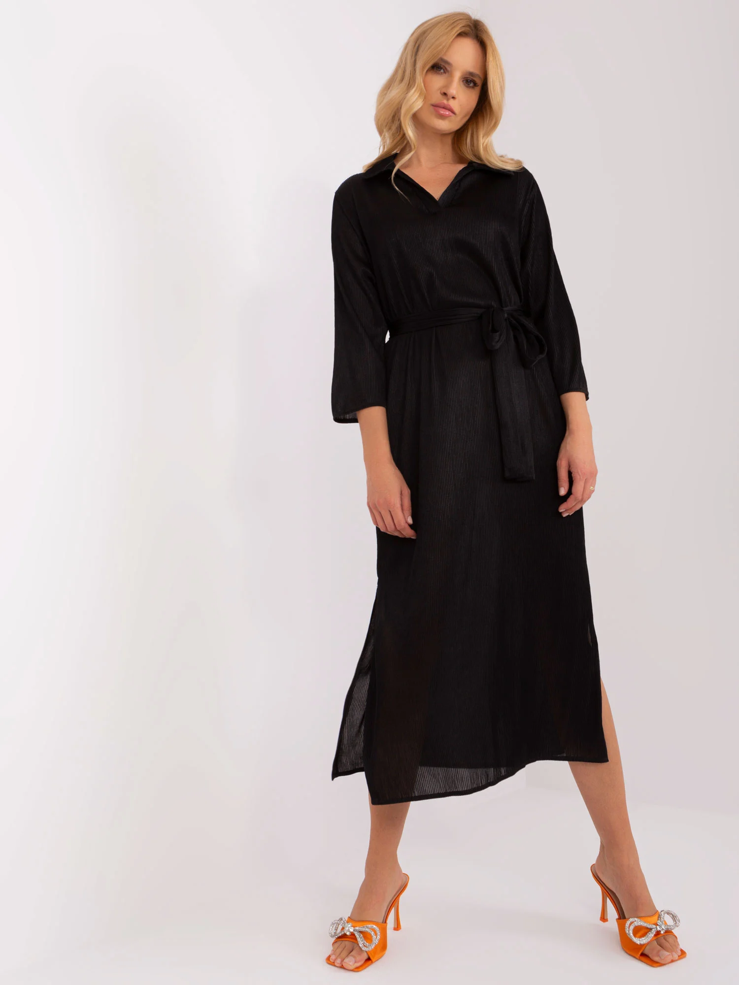 Rochie Dama Midi, Dungi, LAKERTA, Negru de Sarbatori - Image 7