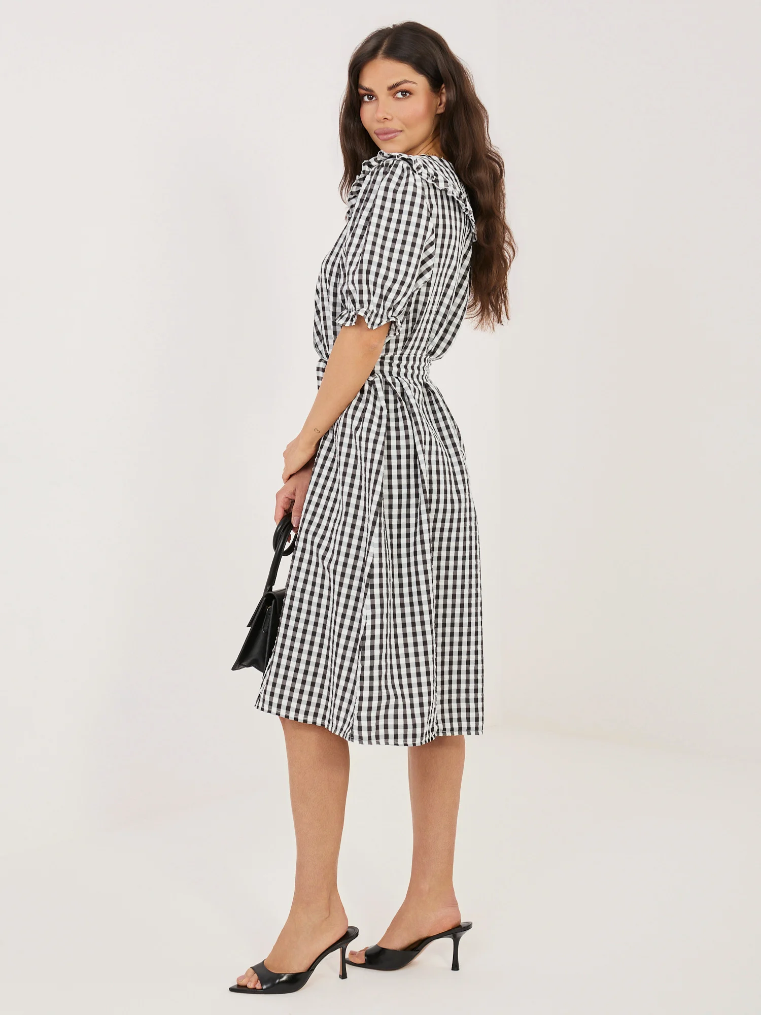 Rochie Dama Midi, Carouri, ITALY MODA, Negru Eleganta Office - Image 6