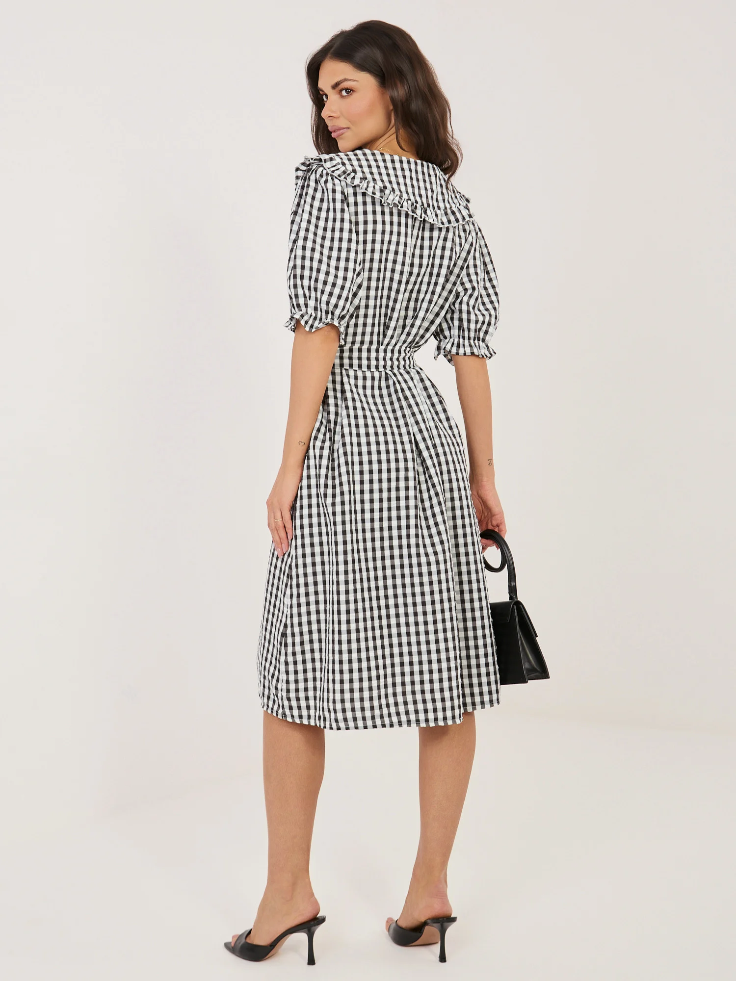 Rochie Dama Midi, Carouri, ITALY MODA, Negru Eleganta Office - Image 5