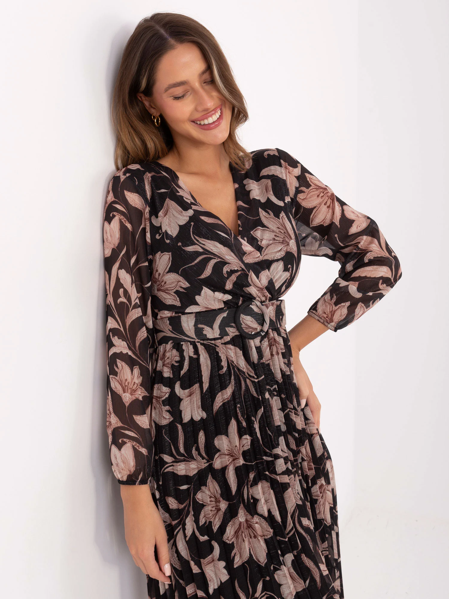 Rochie Dama Maxi, Floral, ITALY MODA, Negru - Image 2