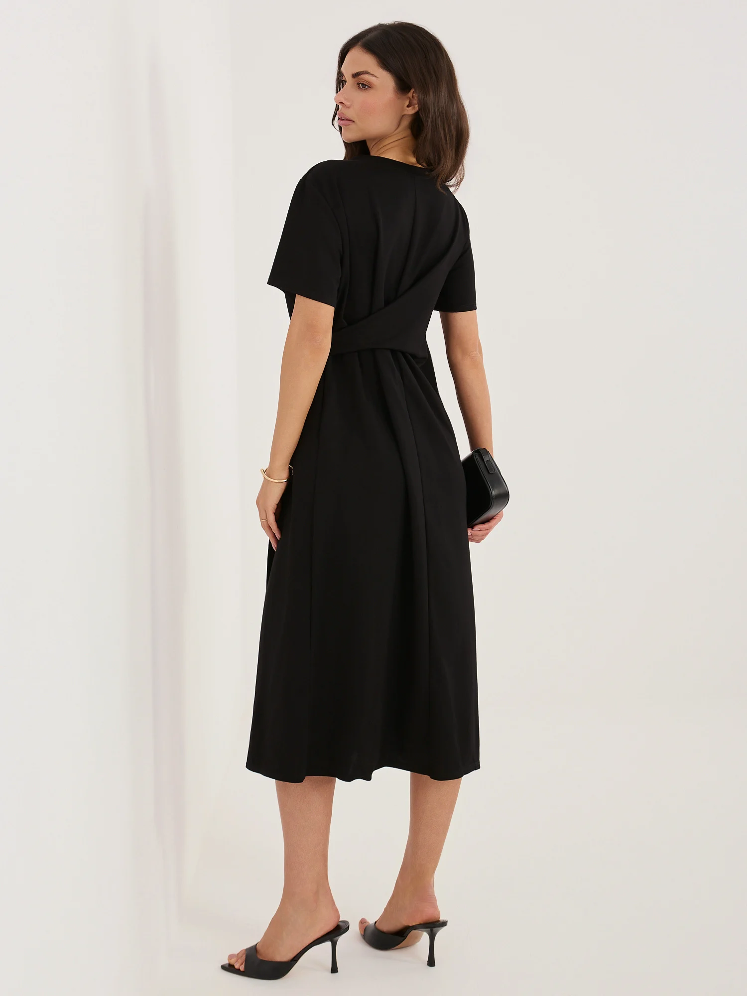 Rochie Dama Midi, Rochie dreapta, MODA ITALY, Negru de Vara - Image 2