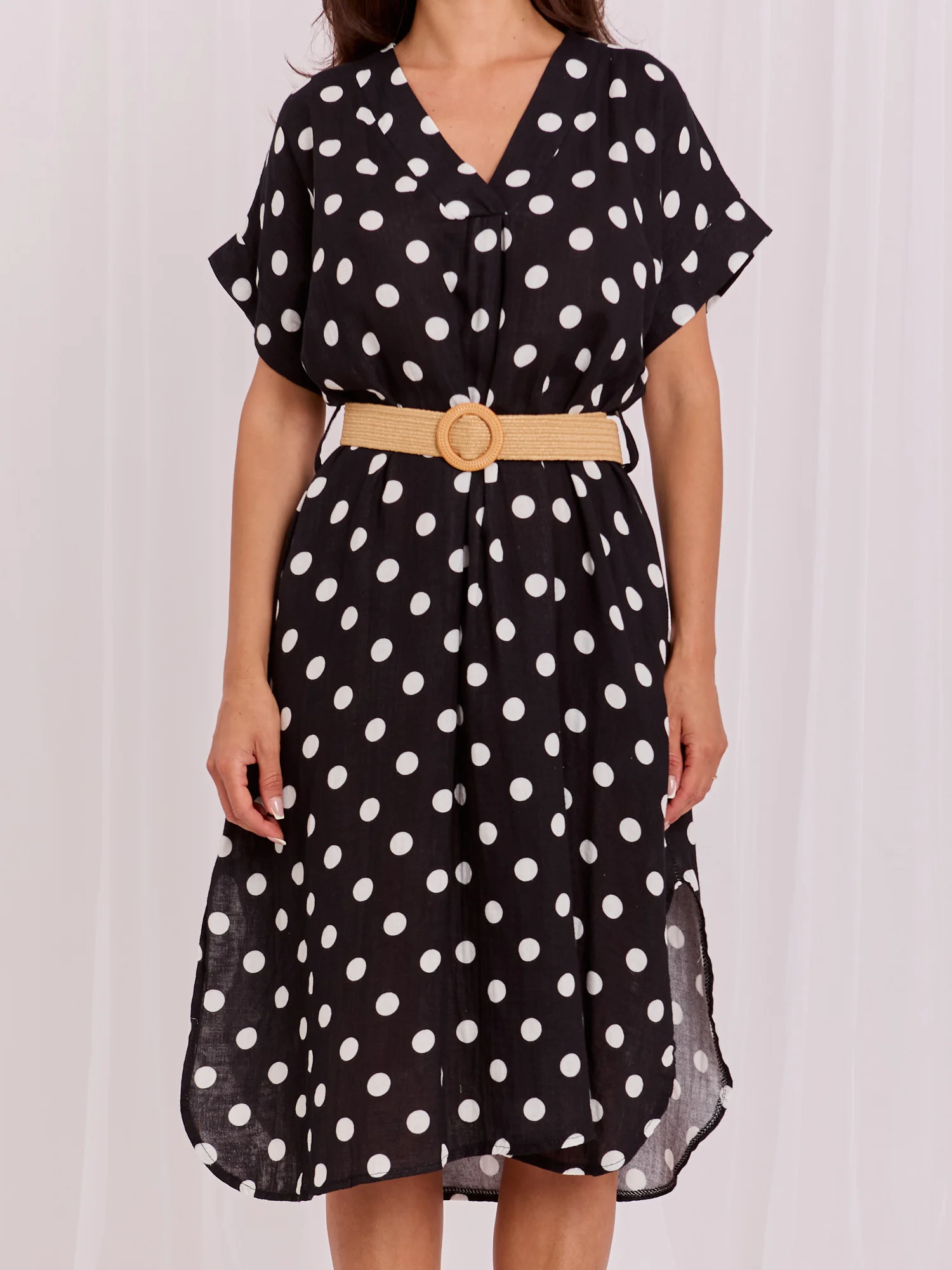 Rochie Dama Midi, Buline, ITALY MODA, Negru de Vara - imagine 3