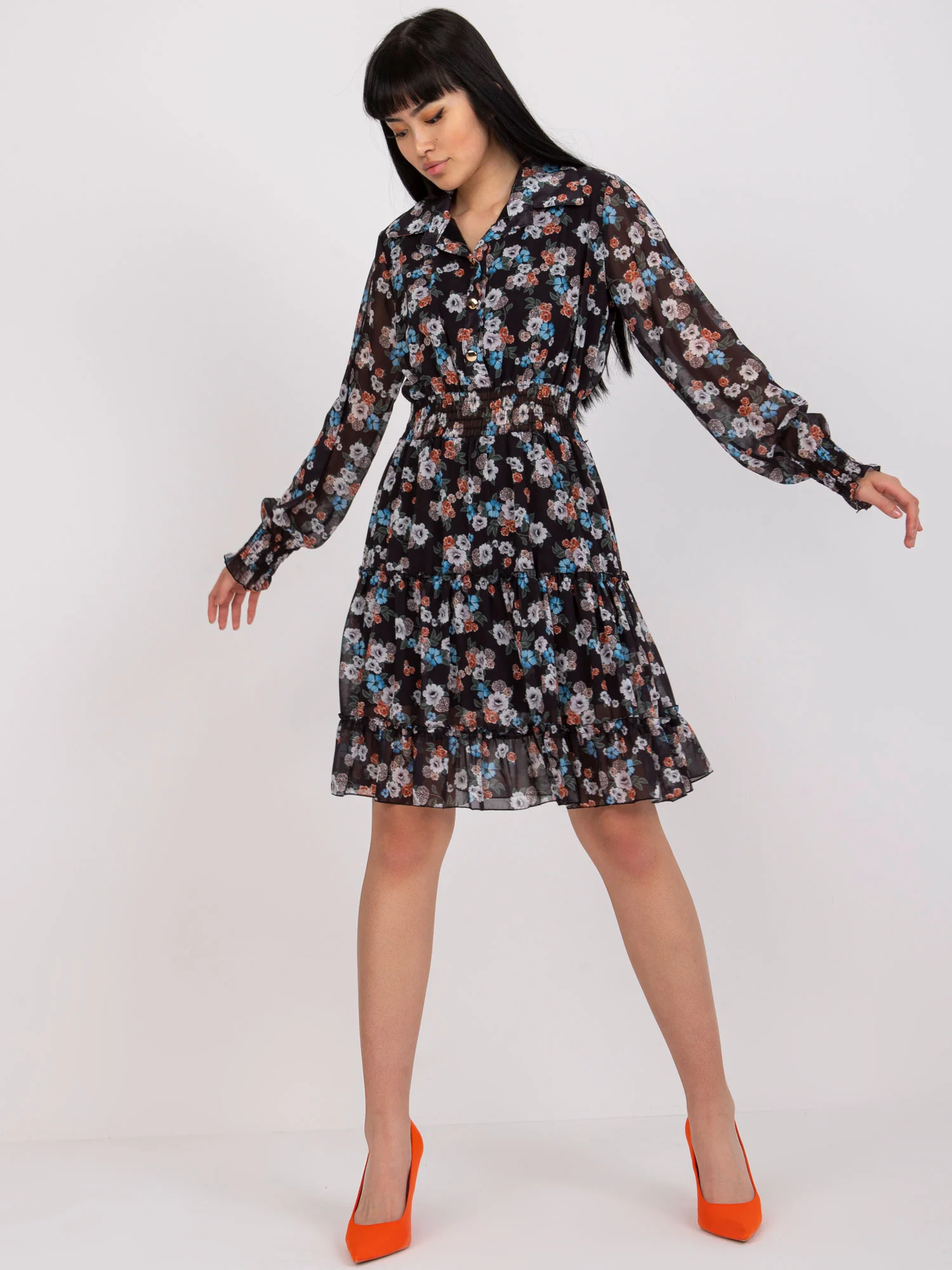 Rochie Dama Maxi, Floral, ITALY MODA, Negru Eleganta Office - Image 6
