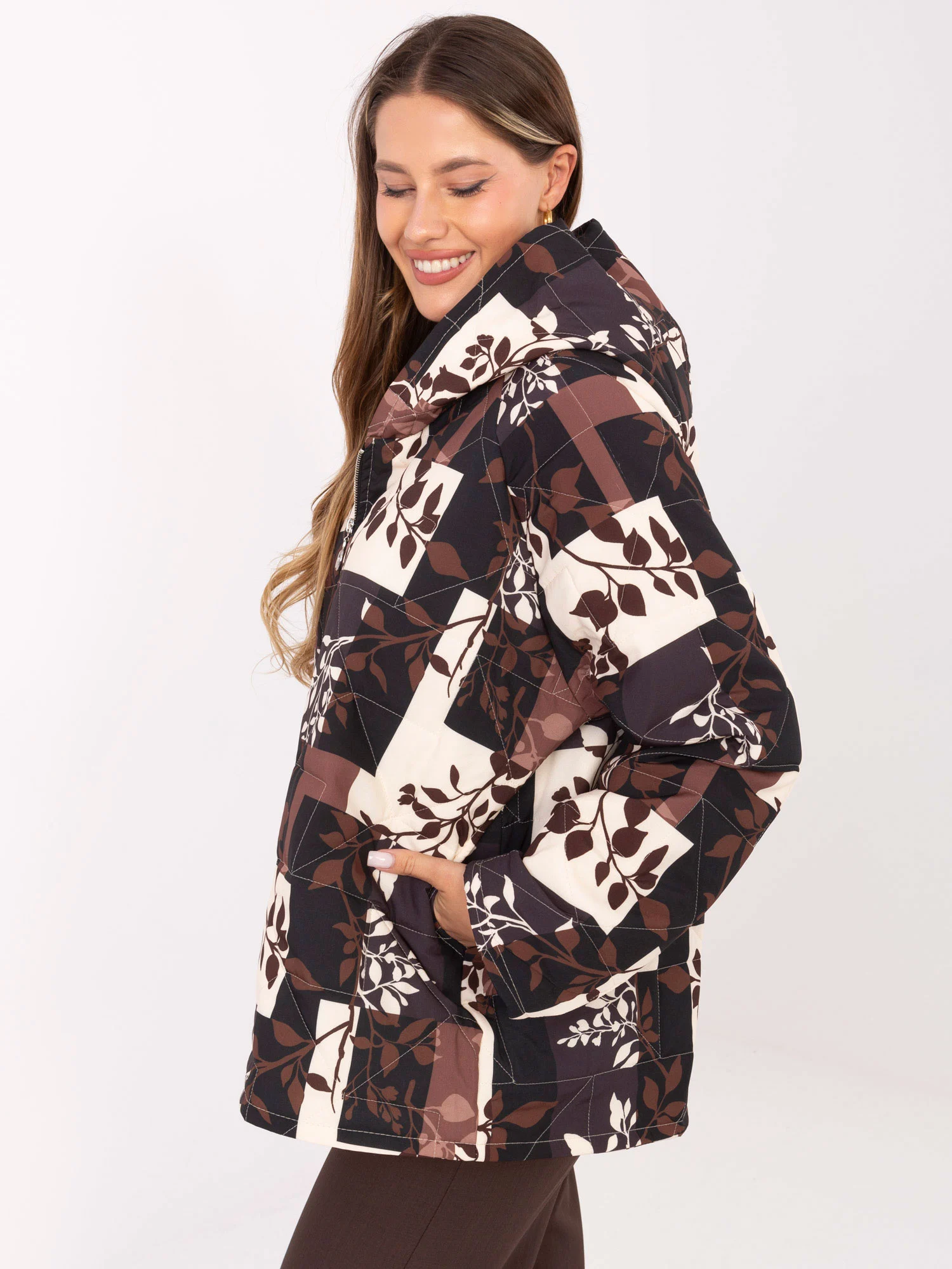 Jacheta Dama Maneca lunga, Imprimat, MODA ITALY, Negru de Vara - imagine 5