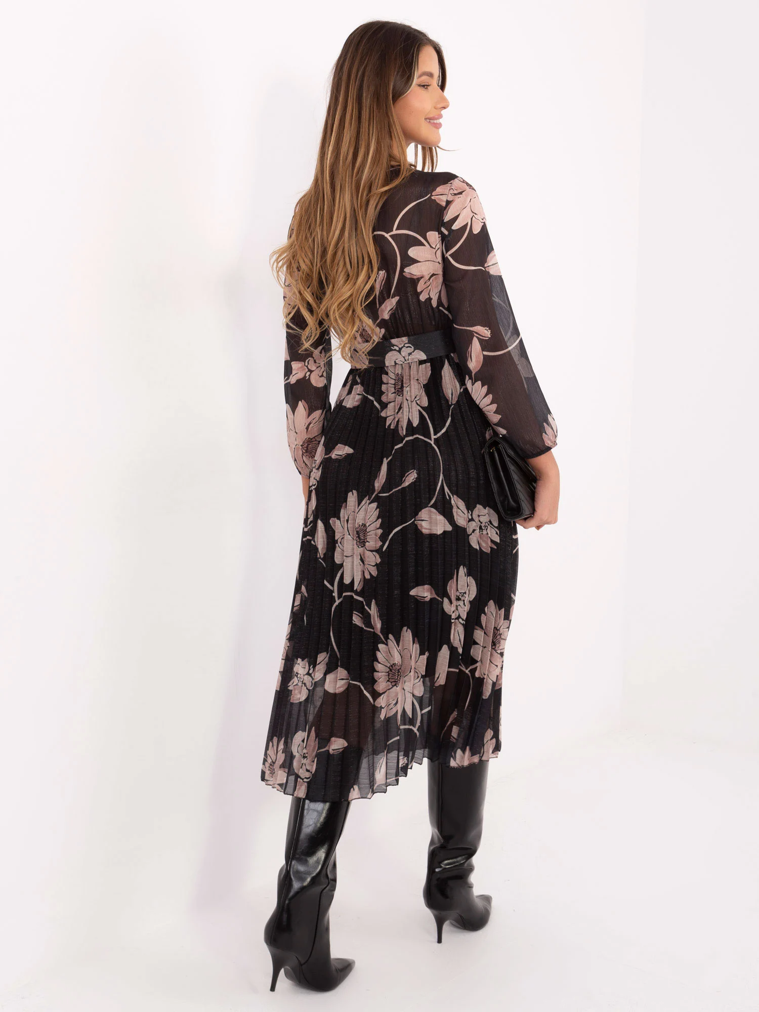 Rochie Dama Maxi, Floral, ITALY MODA, Negru - Image 3