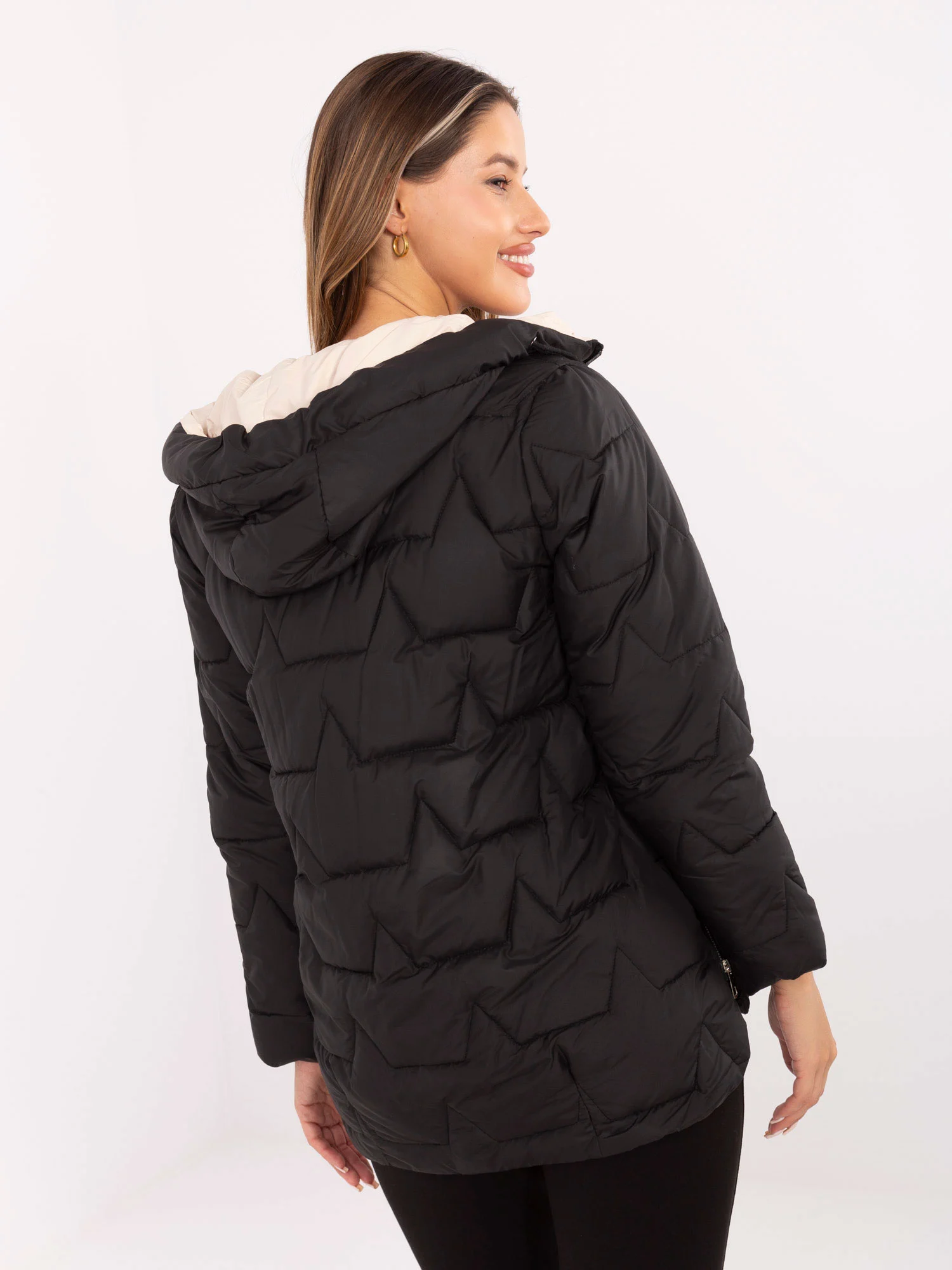 Jacheta Dama Maneca lunga, Guler inalt, Snow Moda, Negru de Vara Marimi Mari - imagine 2