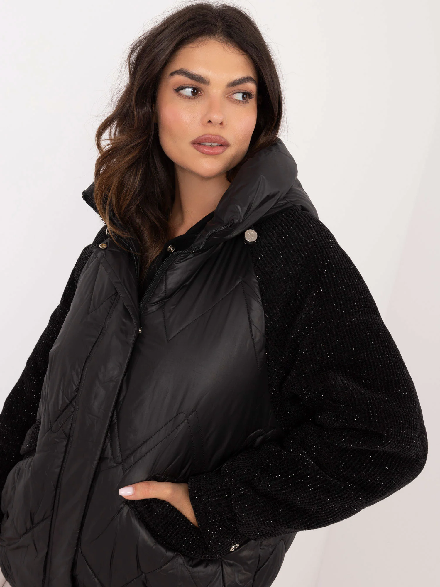 Jacheta Dama Guler inalt, Poliester, Vaston, Negru Casual - imagine 4