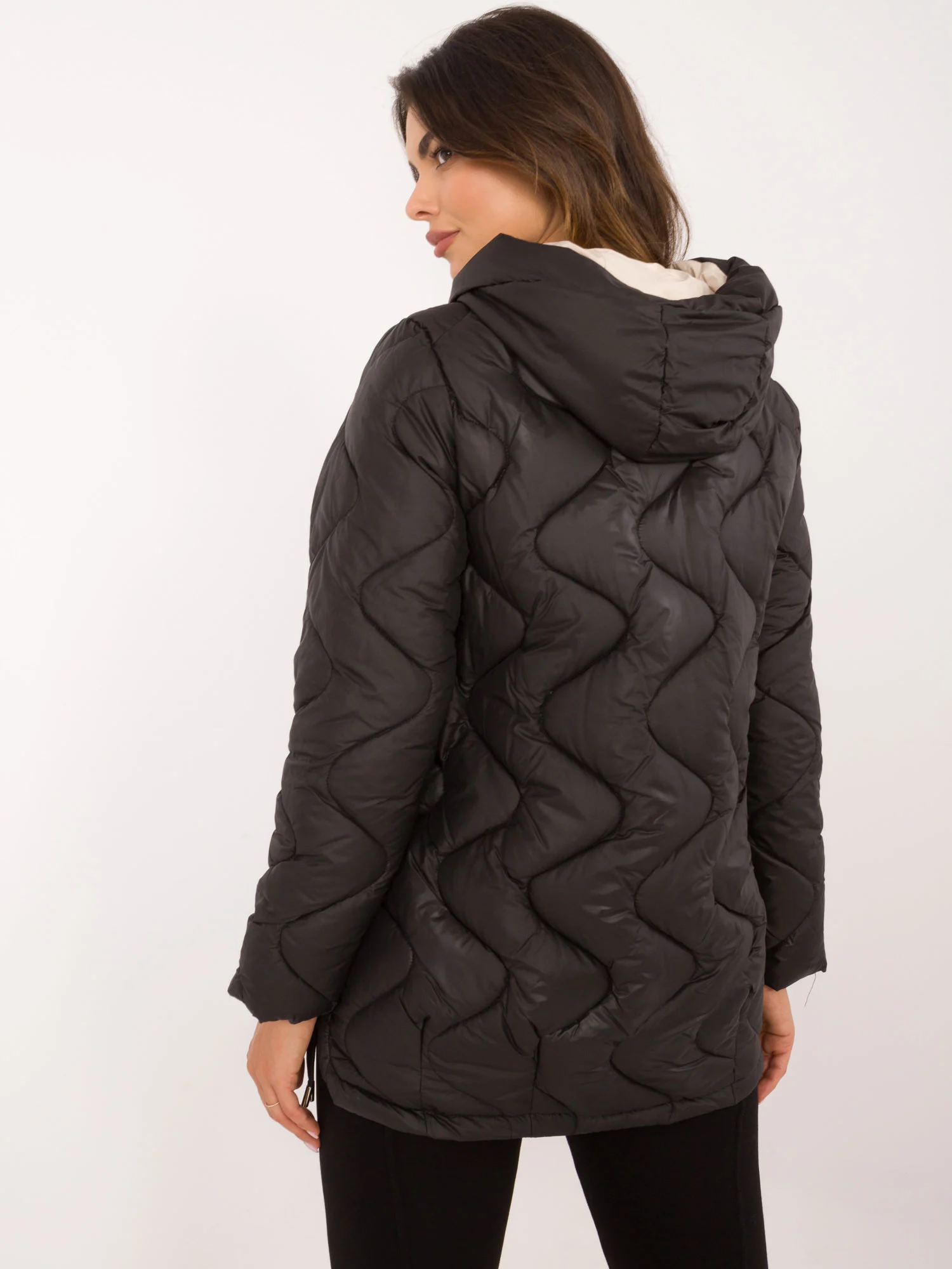 Jacheta Dama Maneca lunga, Guler inalt, Snow Moda, Negru de Vara Marimi Mari - imagine 6