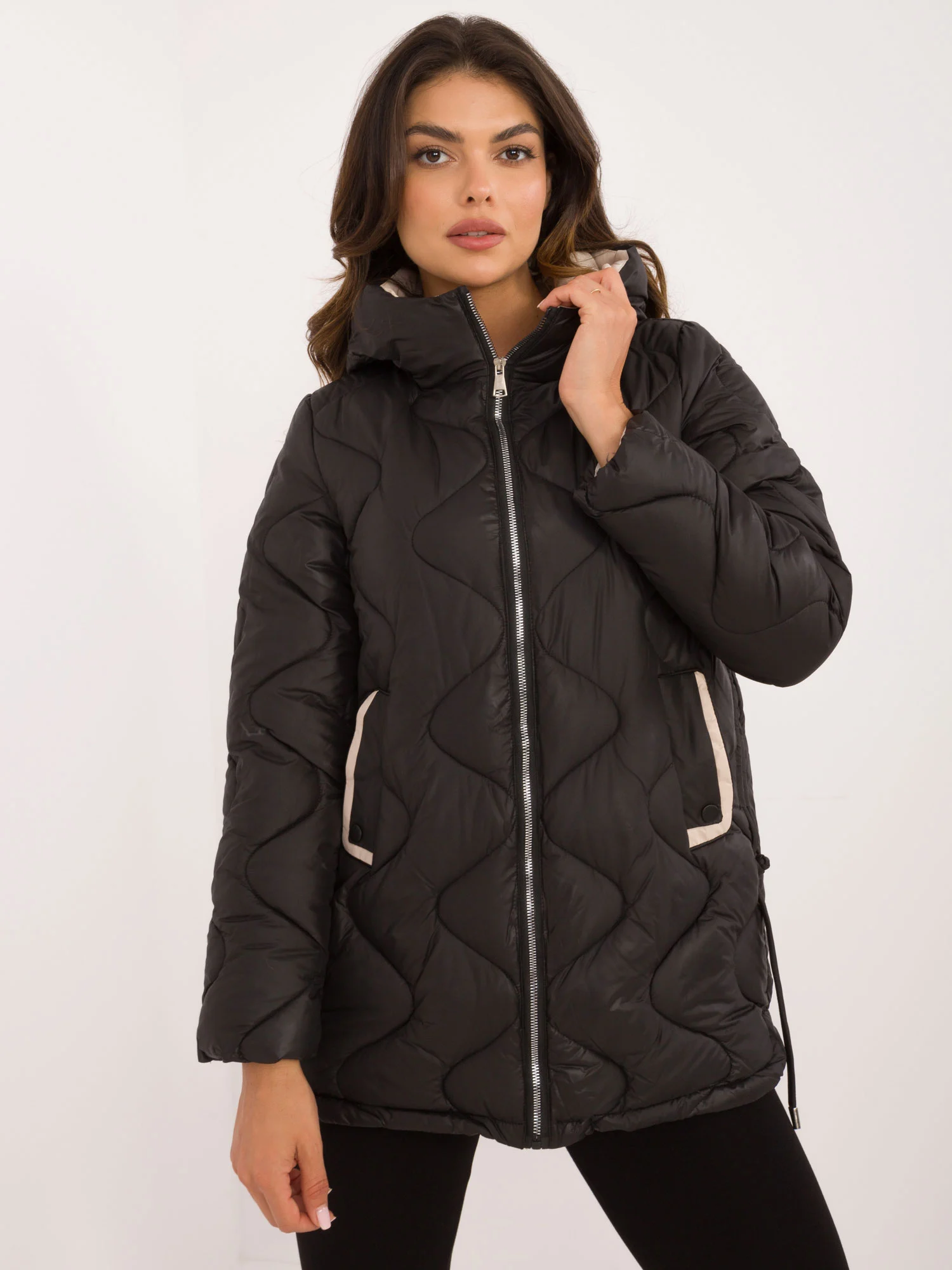 Jacheta Dama Maneca lunga, Guler inalt, Snow Moda, Negru de Vara Marimi Mari - imagine 3