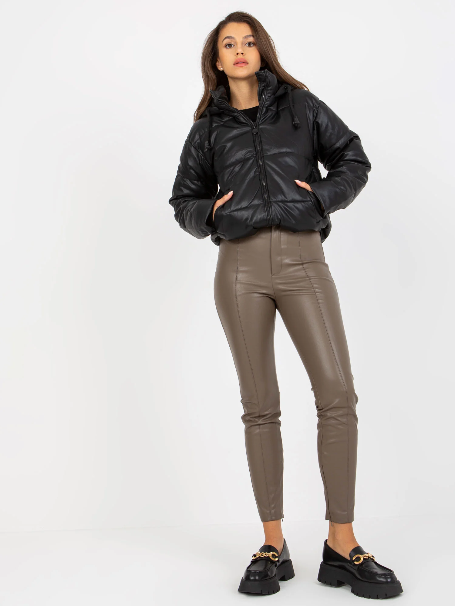Jacheta Dama Maneca lunga, Guler inalt, Z-Desing Jacket Style, Negru Casual - imagine 3