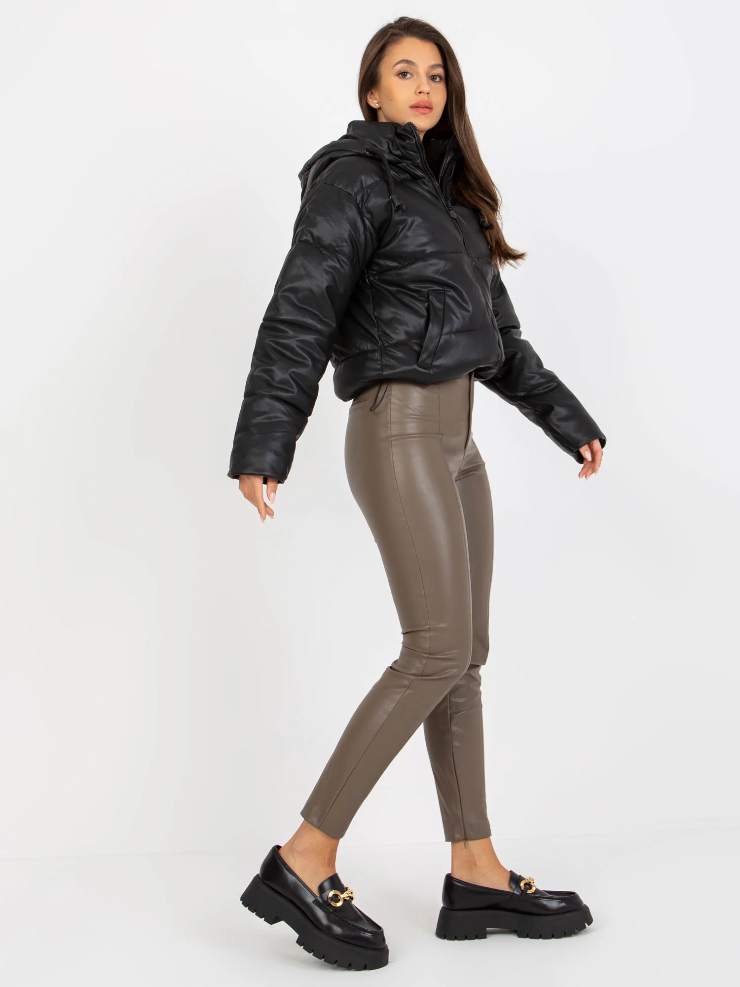 Jacheta Dama Maneca lunga, Guler inalt, Z-Desing Jacket Style, Negru Casual - imagine 8