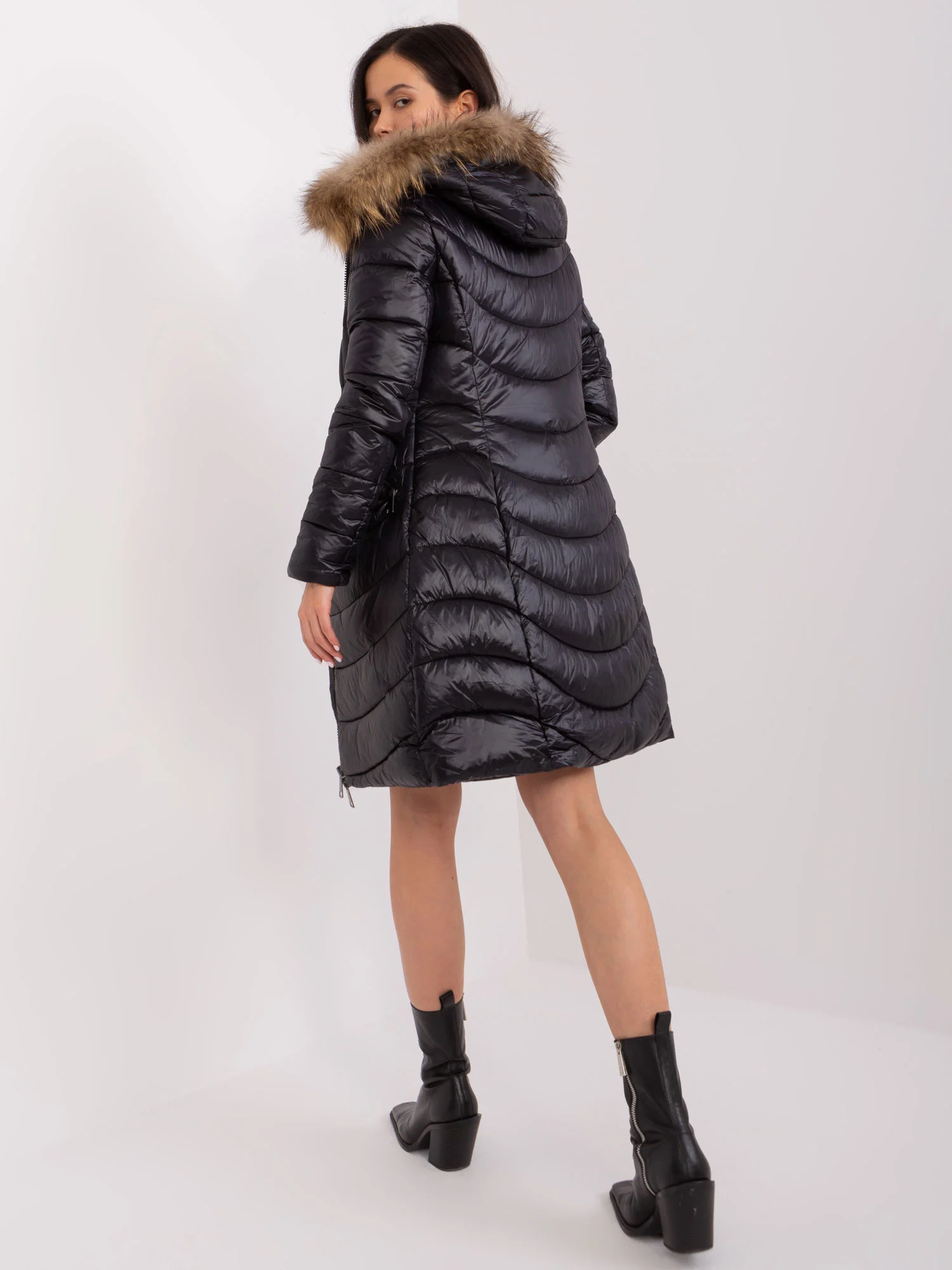 Jacheta Dama Maneca lunga, Guler inalt, Trendy. ING, Negru Casual - imagine 2