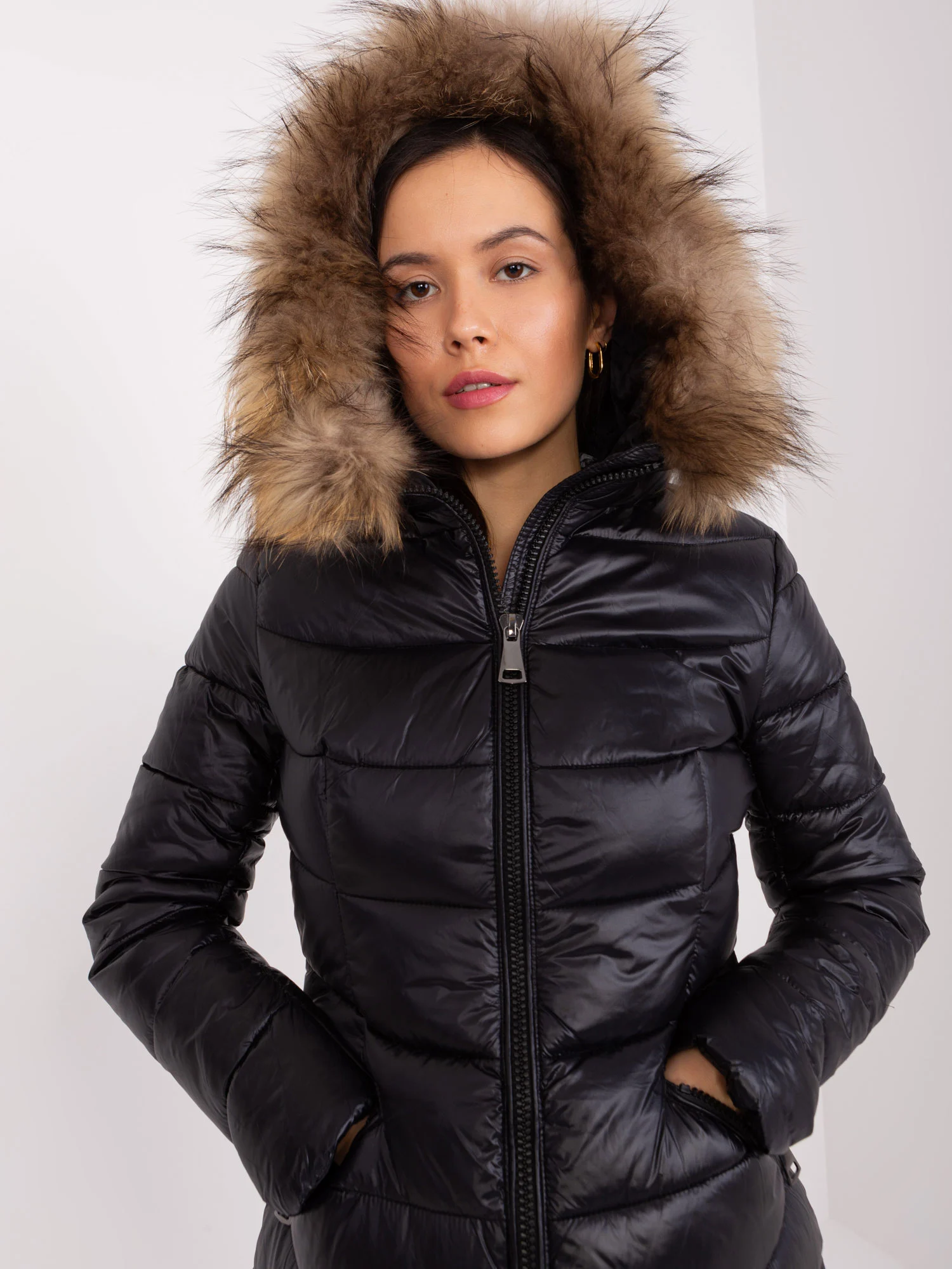Jacheta Dama Maneca lunga, Guler inalt, Trendy. ING, Negru Casual - imagine 4