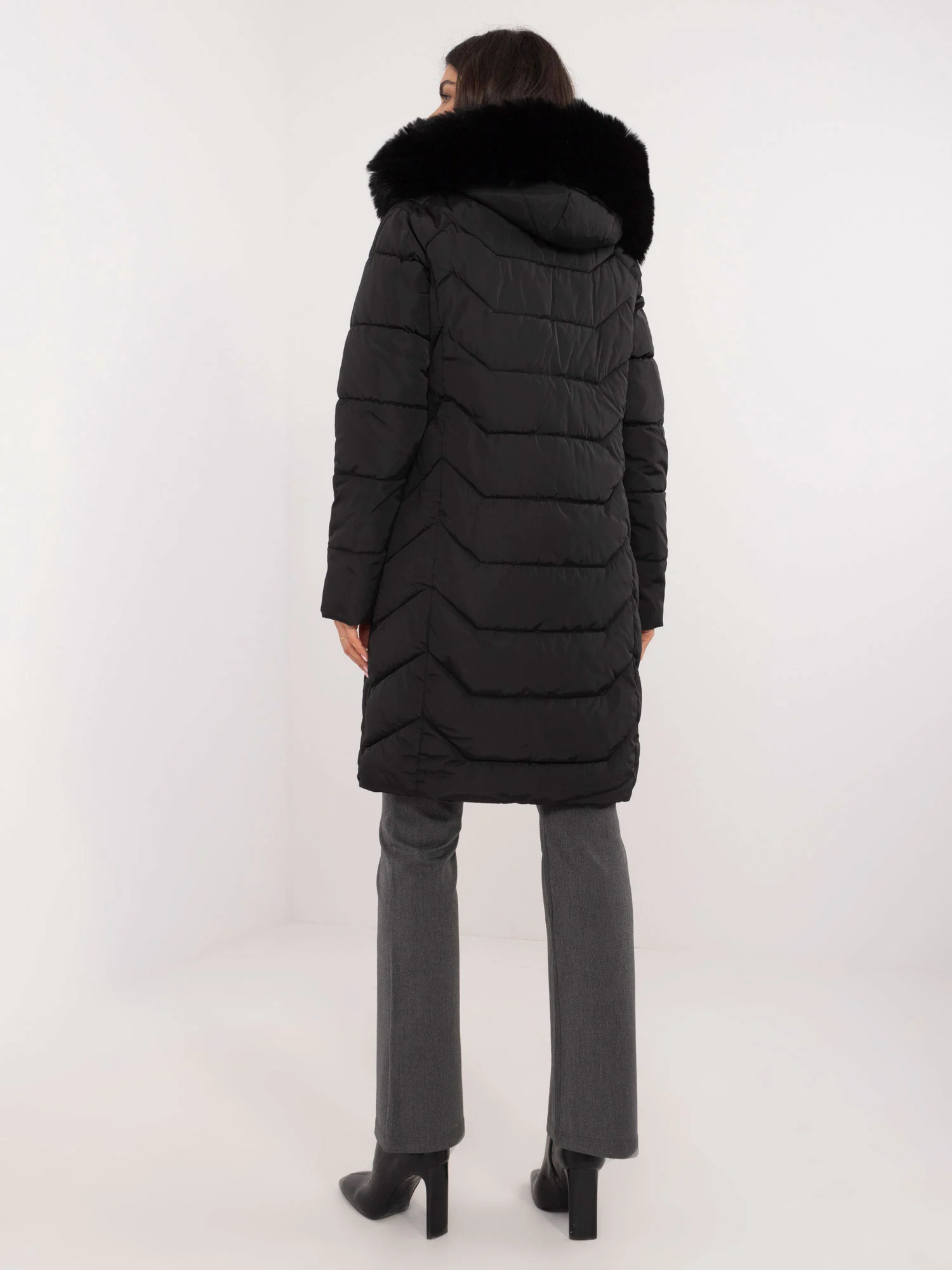 Jacheta Dama Maneca lunga, Guler inalt, SKORP, Negru Casual Marimi Mari - imagine 5