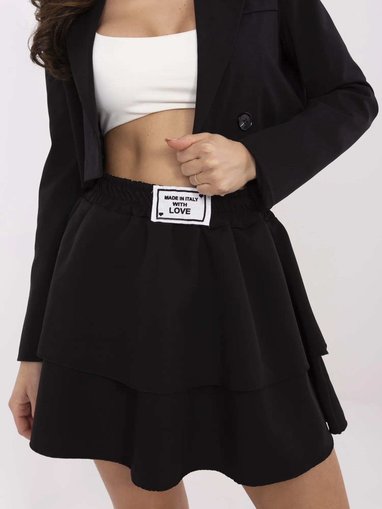 Fusta Dama Mini, Lejera, ITALY MODA, Negru Casual - imagine 4