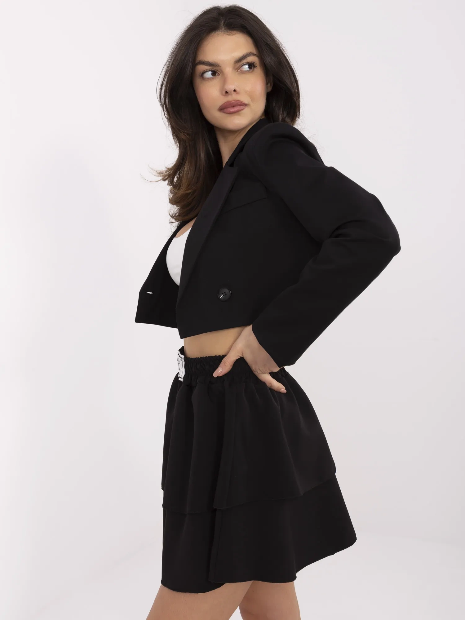 Fusta Dama Mini, Lejera, ITALY MODA, Negru Casual - imagine 5