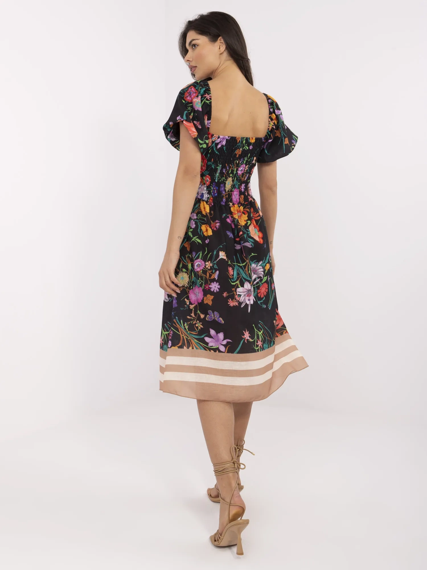 Rochie Dama Midi, Floral, ITALY MODA, Negru de Vara - Image 5