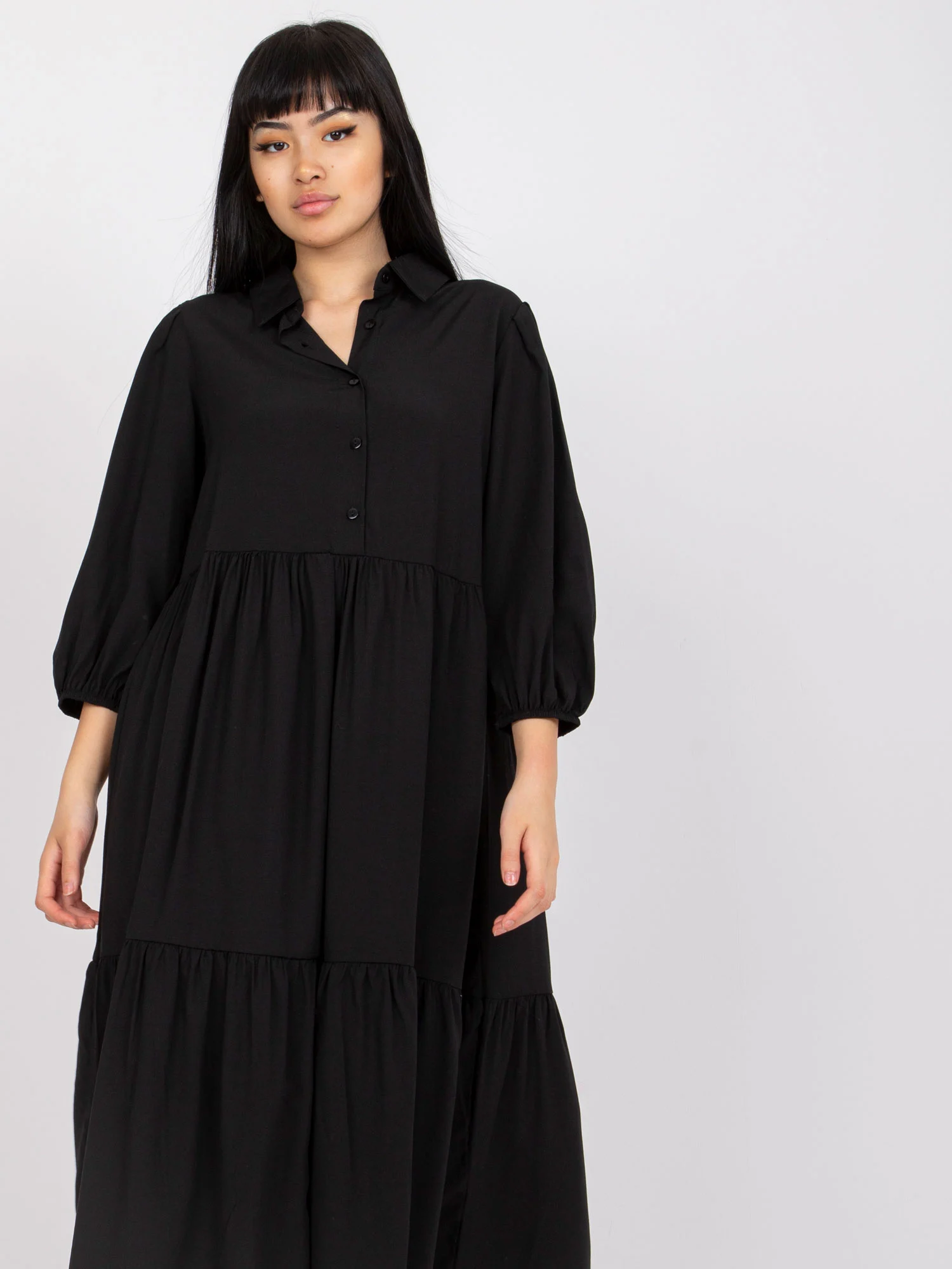 Rochie Dama Midi, Lejera, RUE PARIS, Negru Eleganta Office - Image 5