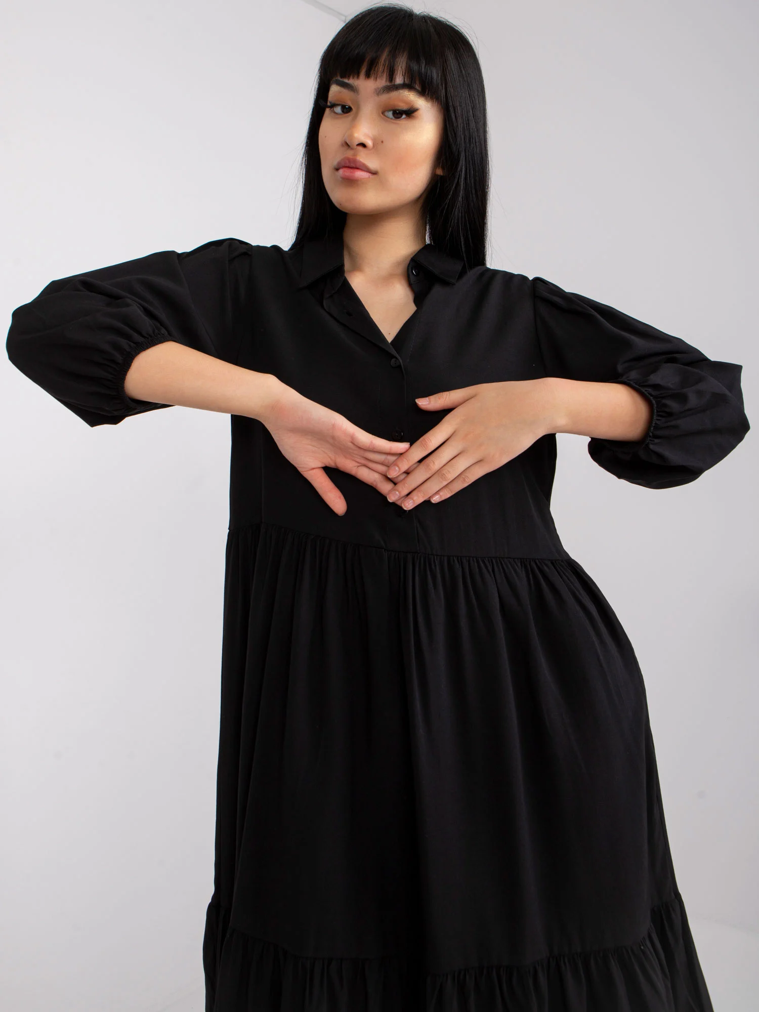 Rochie Dama Midi, Lejera, RUE PARIS, Negru Eleganta Office - Image 6