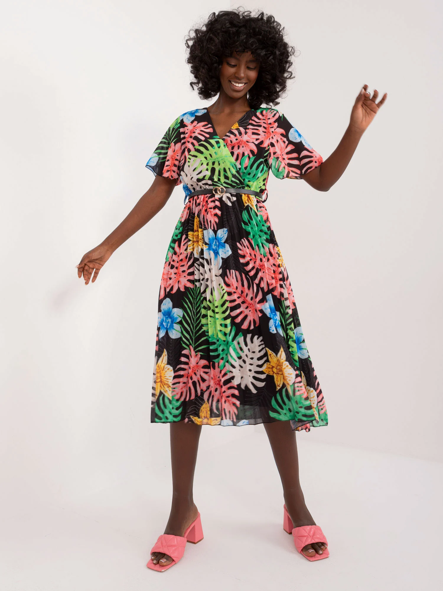 Rochie Dama Midi, Lejera, ITALY MODA, Negru - Image 3