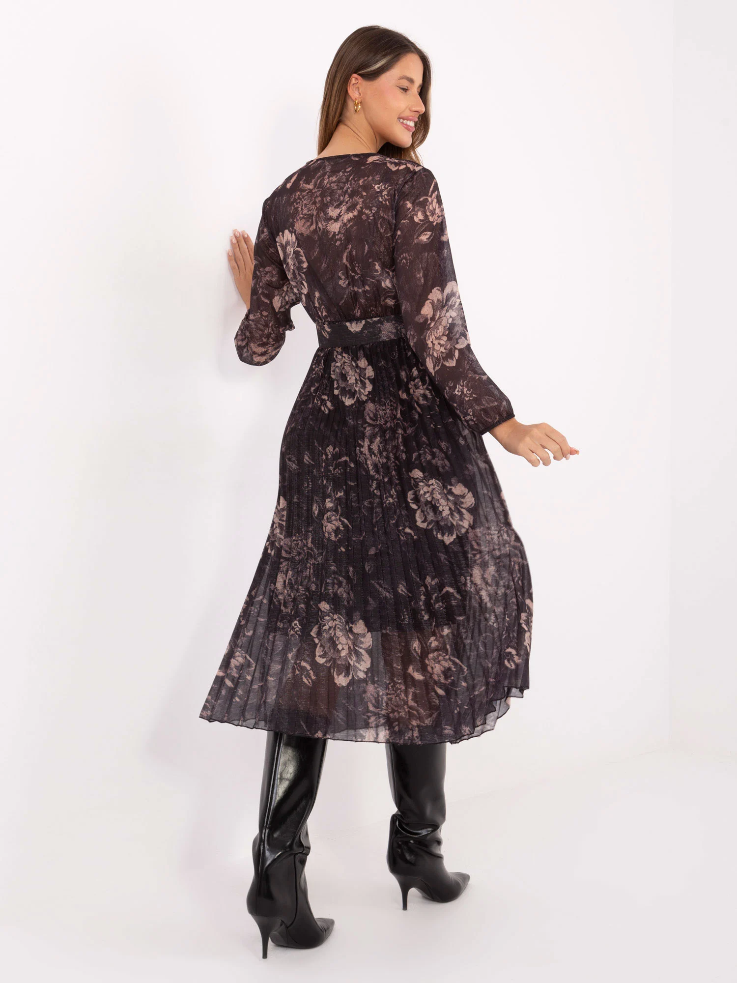 Rochie Dama Maxi, Floral, ITALY MODA, Negru - Image 3