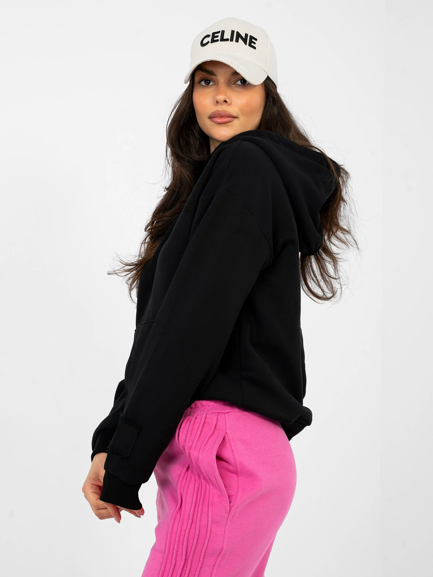 Hanorac Dama Maneca lunga, Guler inalt, NATURAL SIDE, Negru Casual - imagine 2
